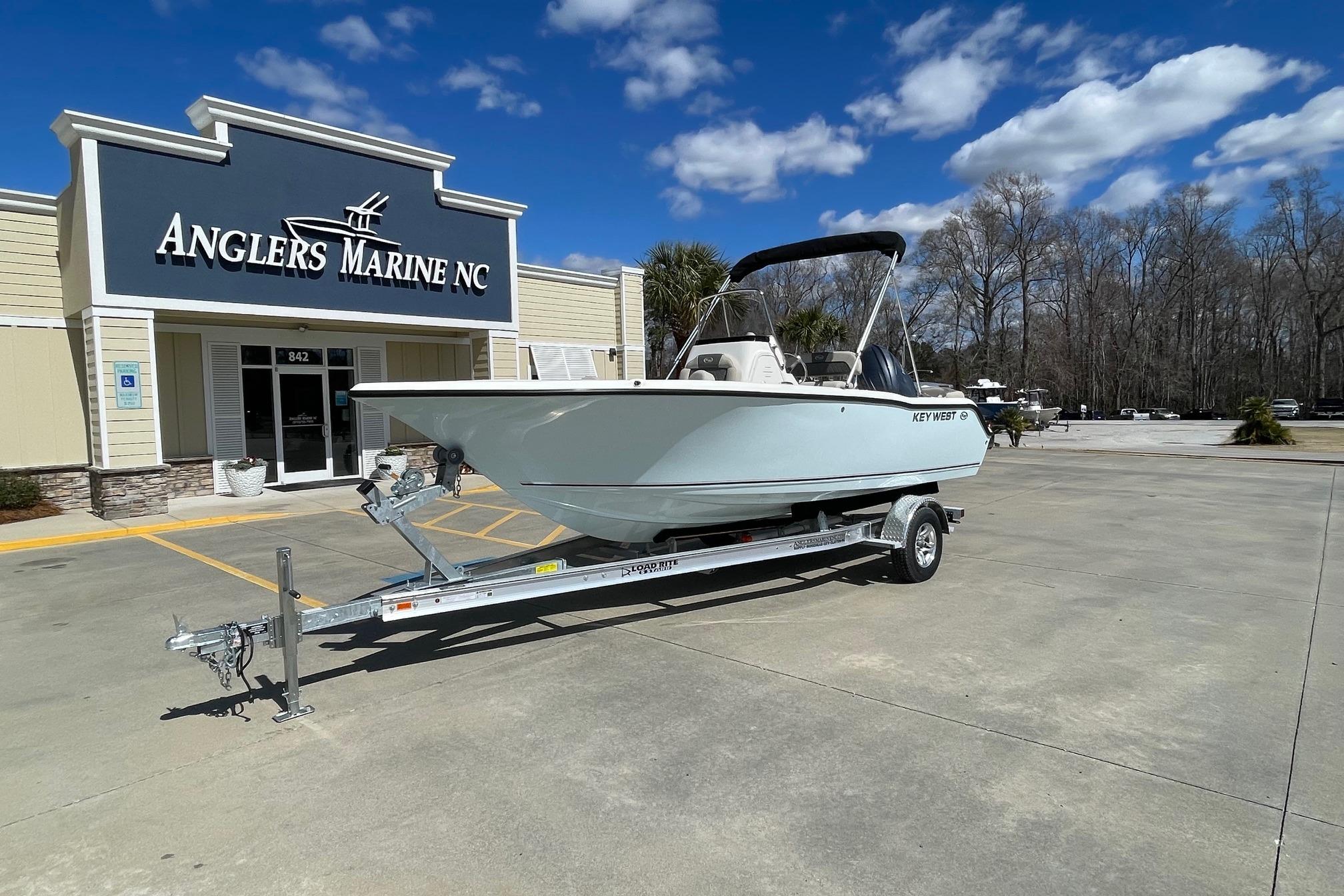 2026 Key West 203 FS boat on trailer at Anglers Marine NC dealership.