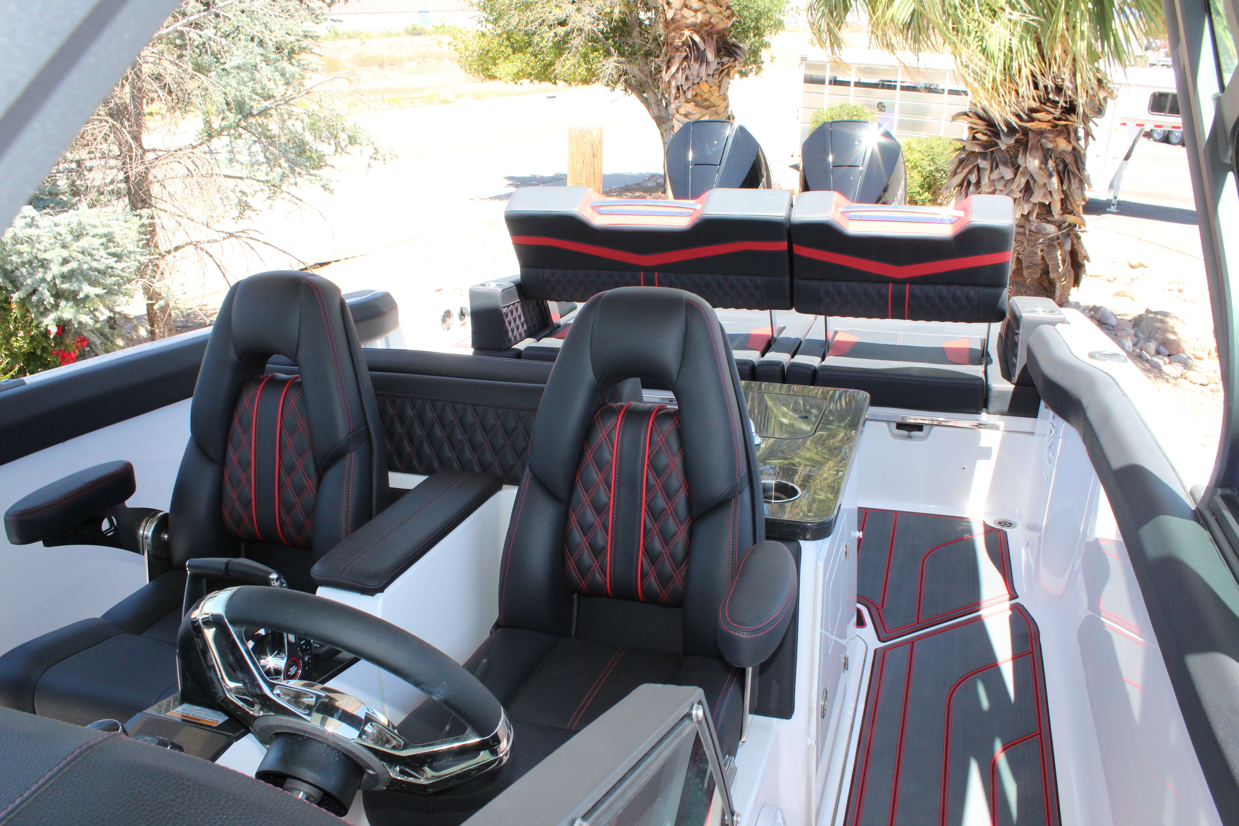 Interior of 2025 Monterey Elite 30 OB with luxurious seating.