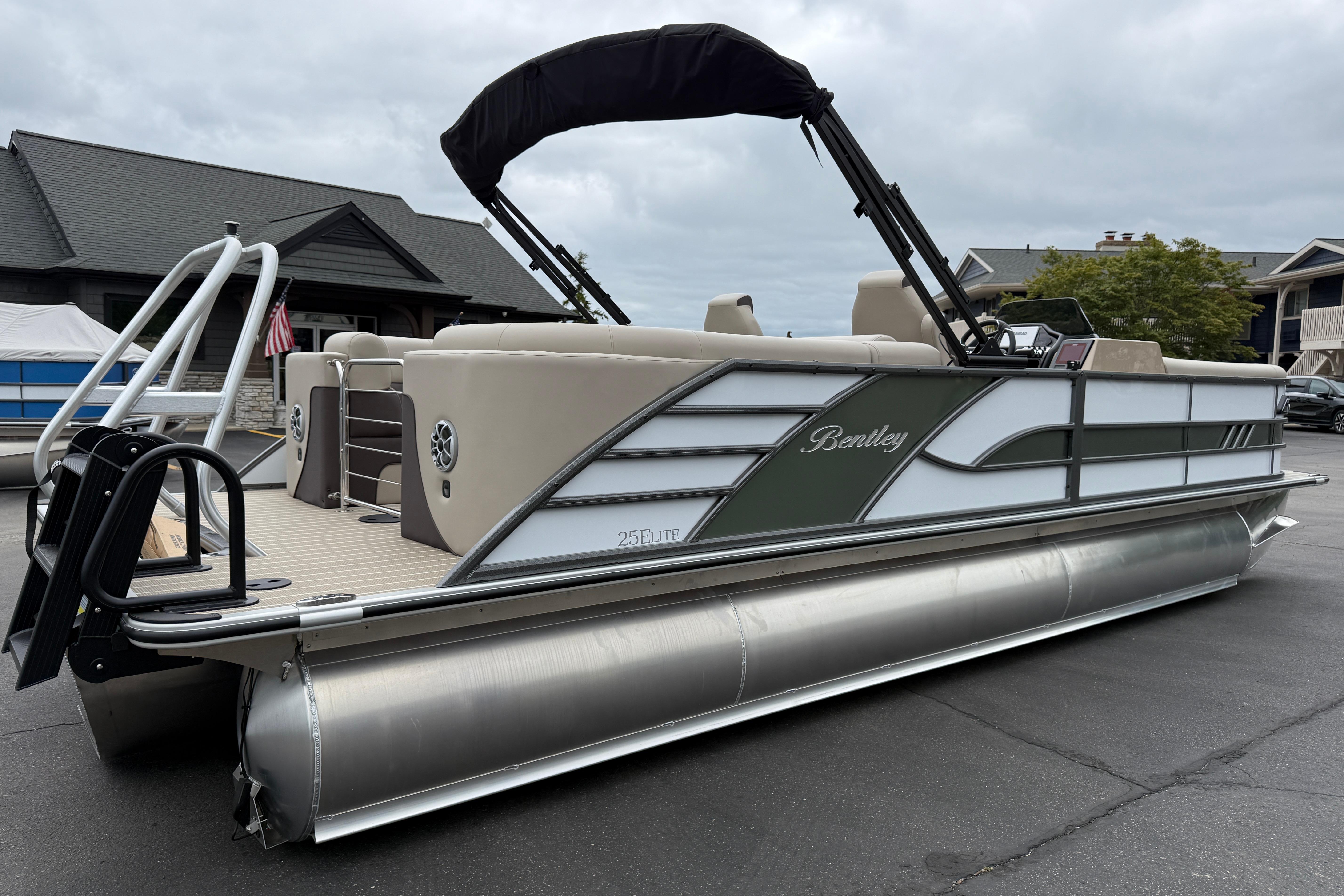 2026 Bentley Pontoons Elite 253 Admiral pontoon boat with sleek design and modern features.