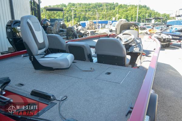 2024 Lowe Stinger 195 Bass boat interior with seating and control console.