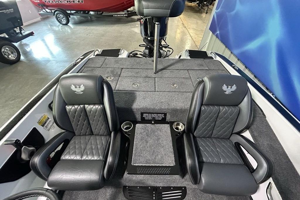 Interior of a 2026 Phoenix 818 Pro boat with two cushioned seats.