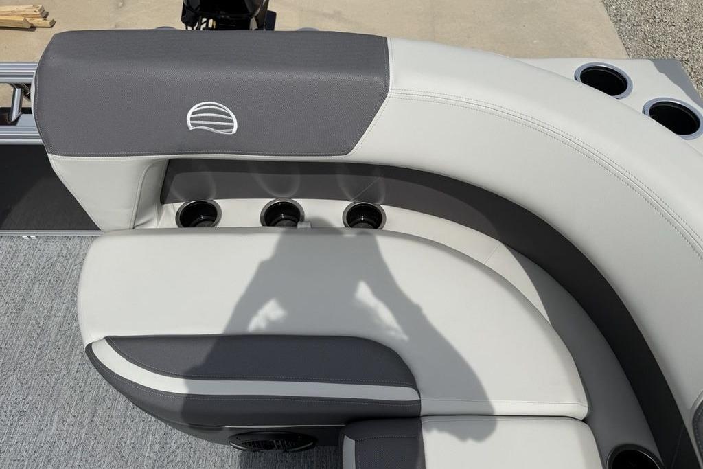 2026 Sun Tracker Bass Buggy 16 XL Select boat seating with cup holders.