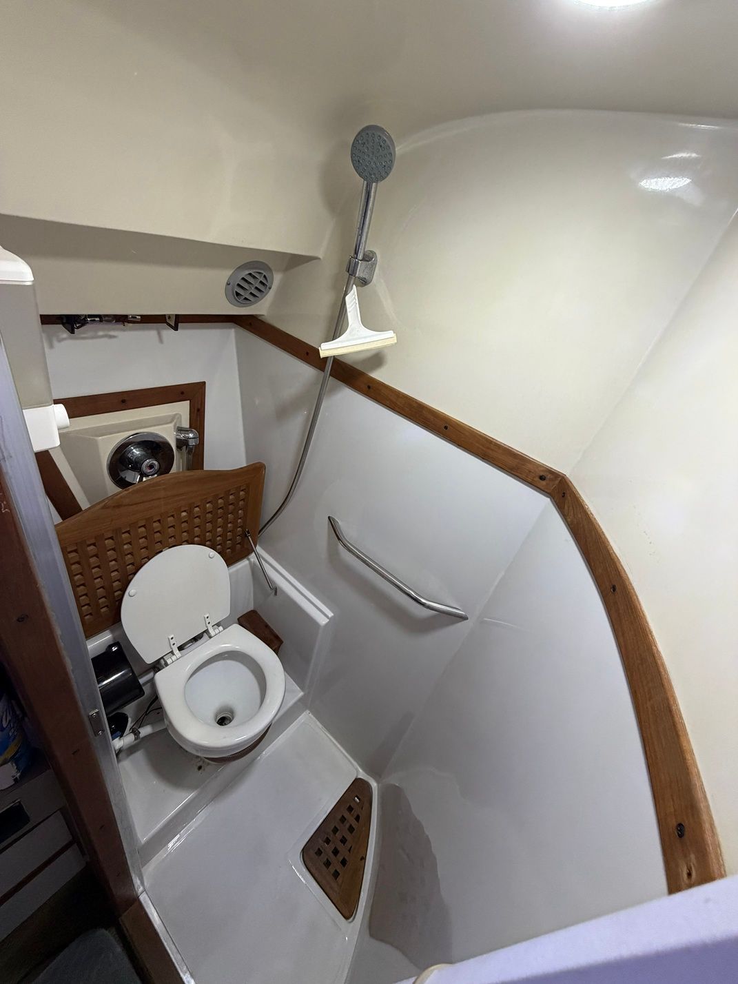 Bathroom in 1988 Regal Commodore 360 boat.