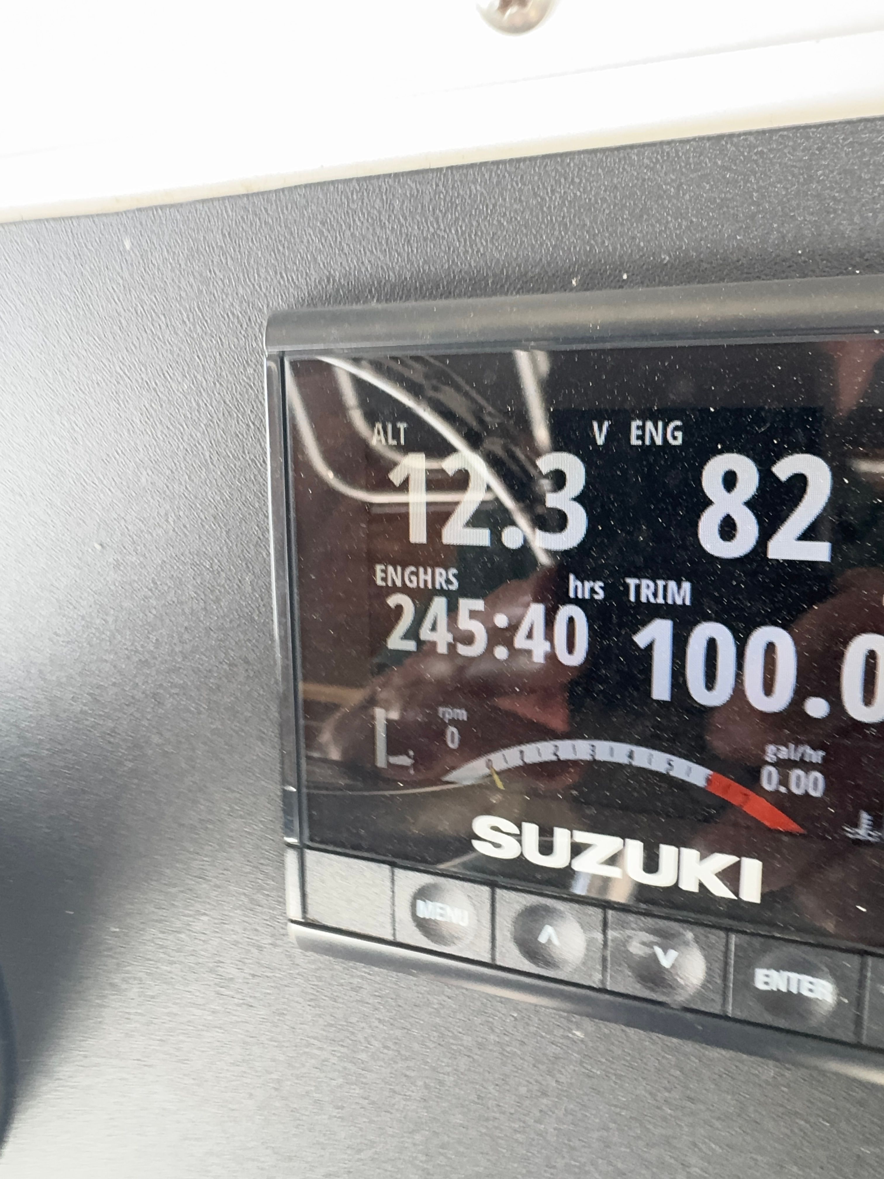 Suzuki engine display on ShearWater LTZ 2004 boat.
