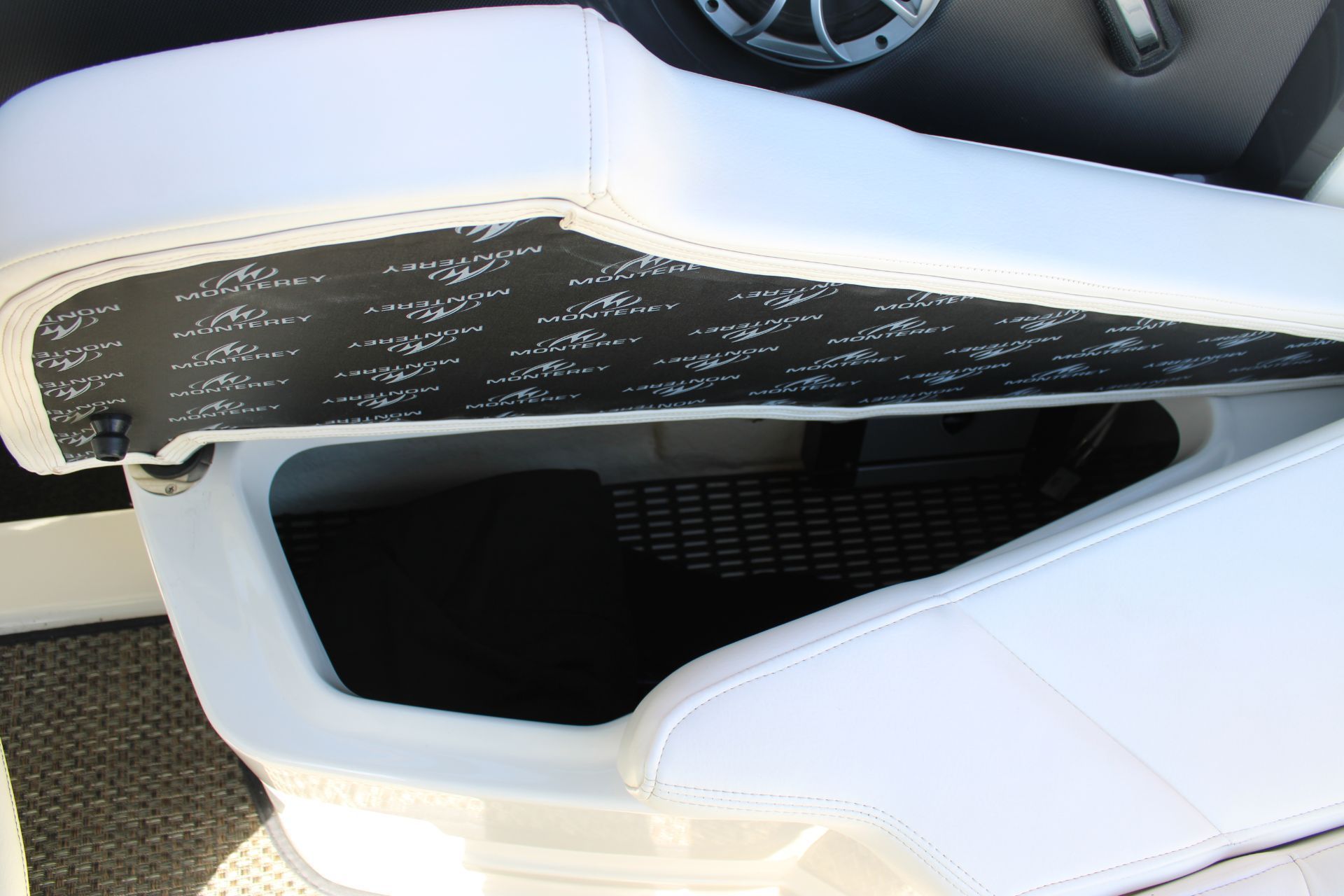 Storage compartment in 2013 Monterey 234SS Super Sport boat.