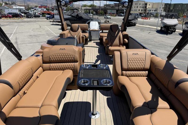 Luxurious 2026 Avalon Excalibur LTD Quad Lounge boat with plush seating and modern amenities.