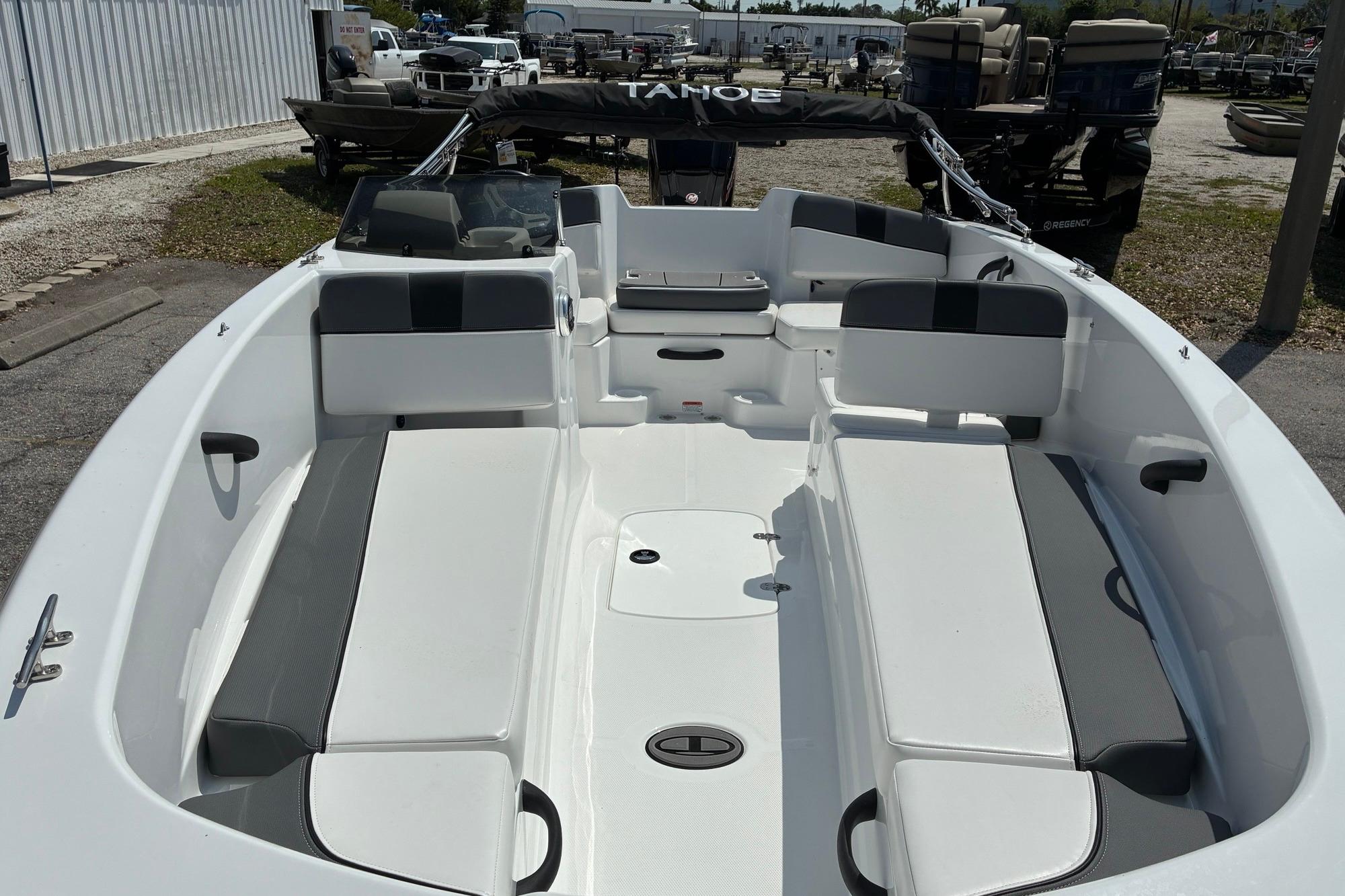2026 Tahoe T18 boat interior with spacious seating and modern design.