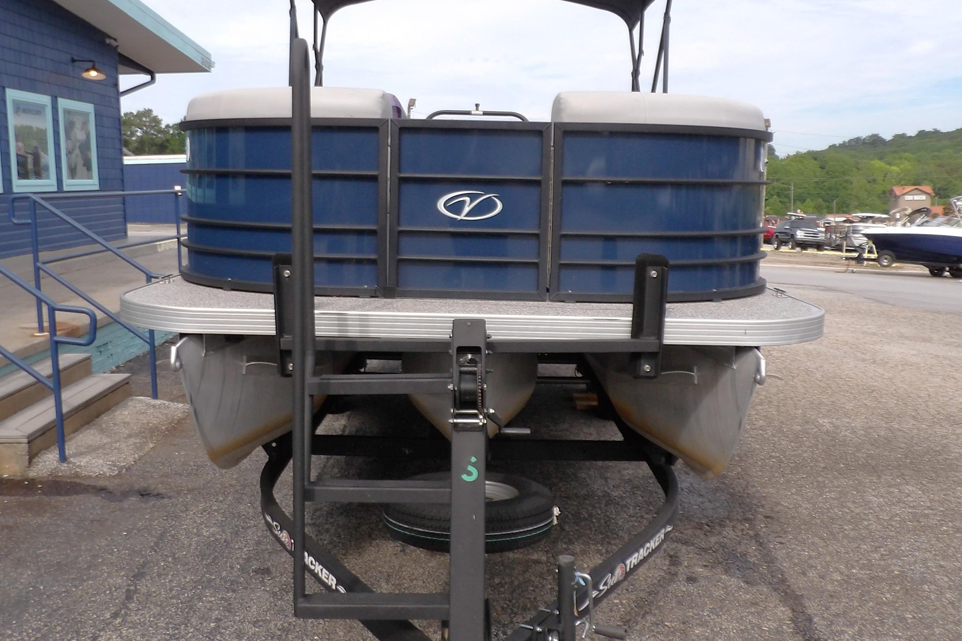 2022 Veranda Vista View 22RC pontoon boat on trailer, parked outdoors.