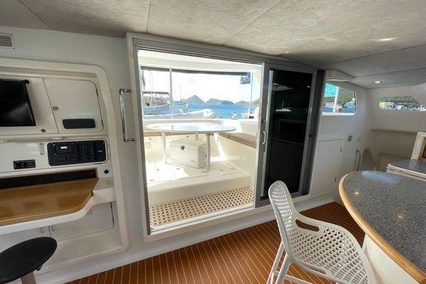 Interior view of 2008 Voyage Yachts 500, featuring modern design and outdoor access.