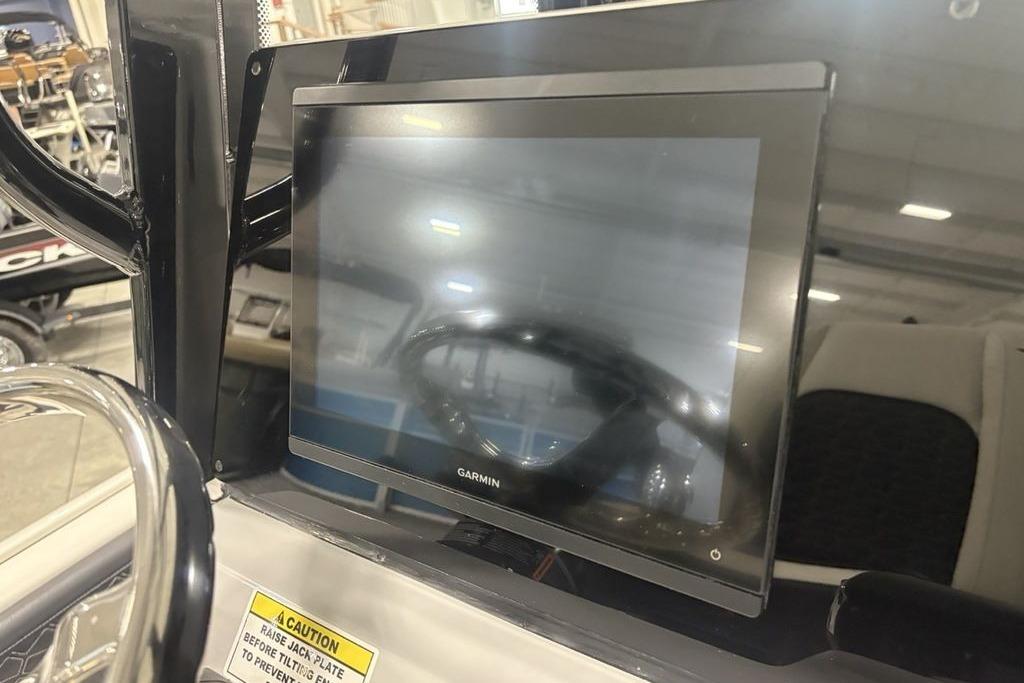Garmin display on 2026 Tidewater 2300 Carolina Bay boat dashboard.