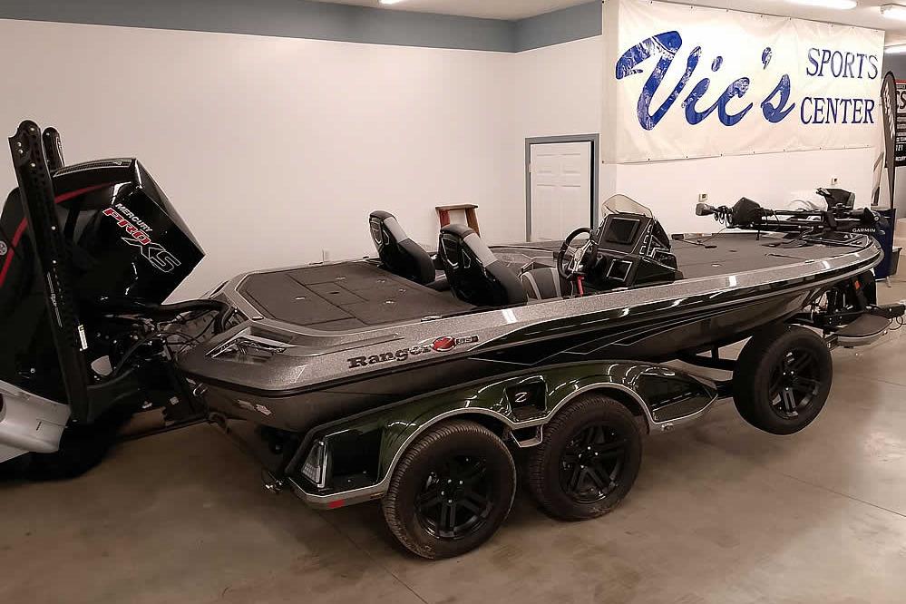 2026 Ranger Z519R Cup-Equipped boat displayed at Vic's Sports Center showroom.
