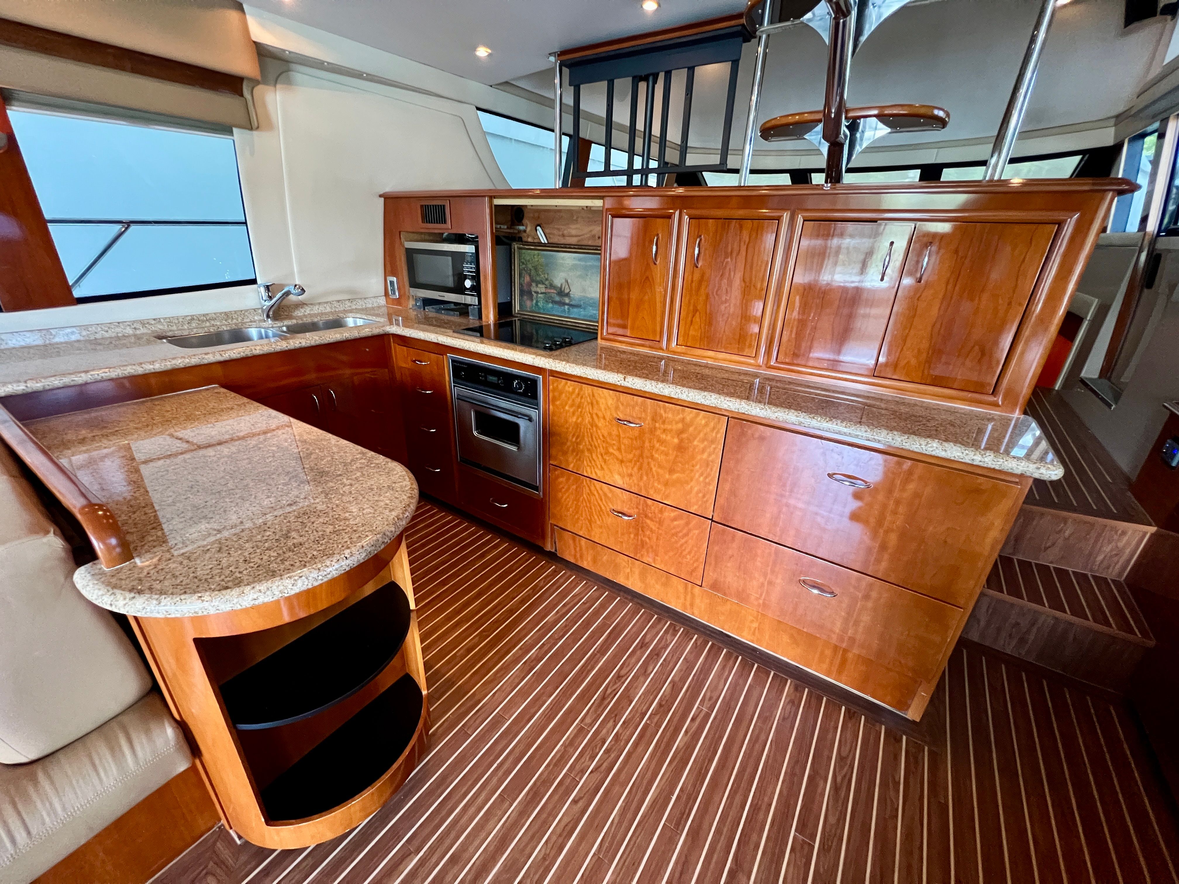 Luxurious kitchen on a 2005 Carver 560 Voyager Sky yacht.