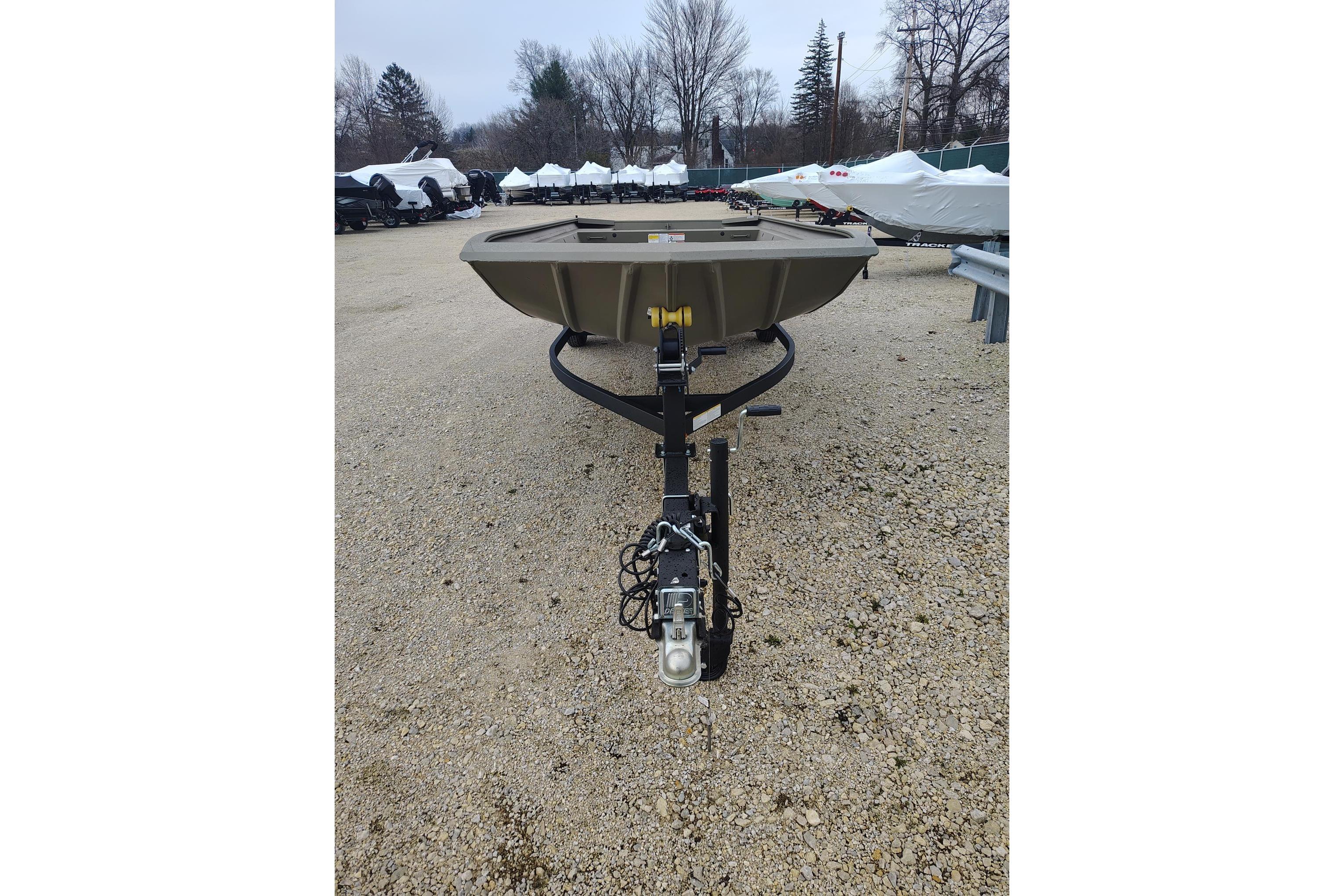2025 Tracker Grizzly 1860 Utility boat on trailer in outdoor lot.