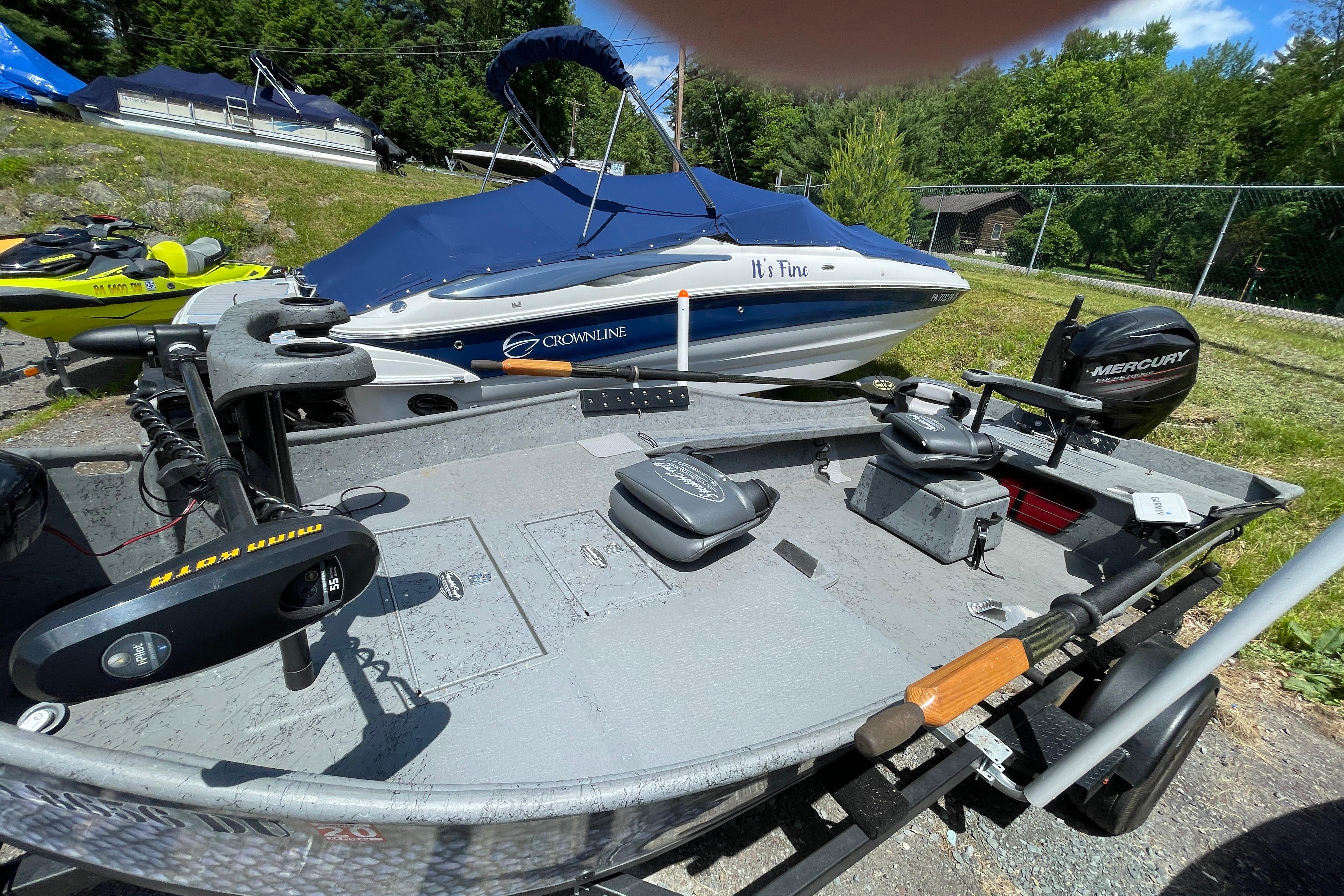 2018 StealthCraft 16 Power Drifter boat with Mercury motor and Minn Kota trolling motor.