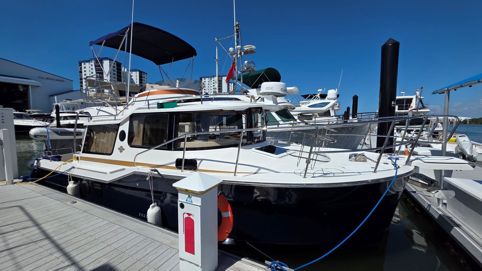 2019 Ranger Tugs 29-CB boat docked at marina.