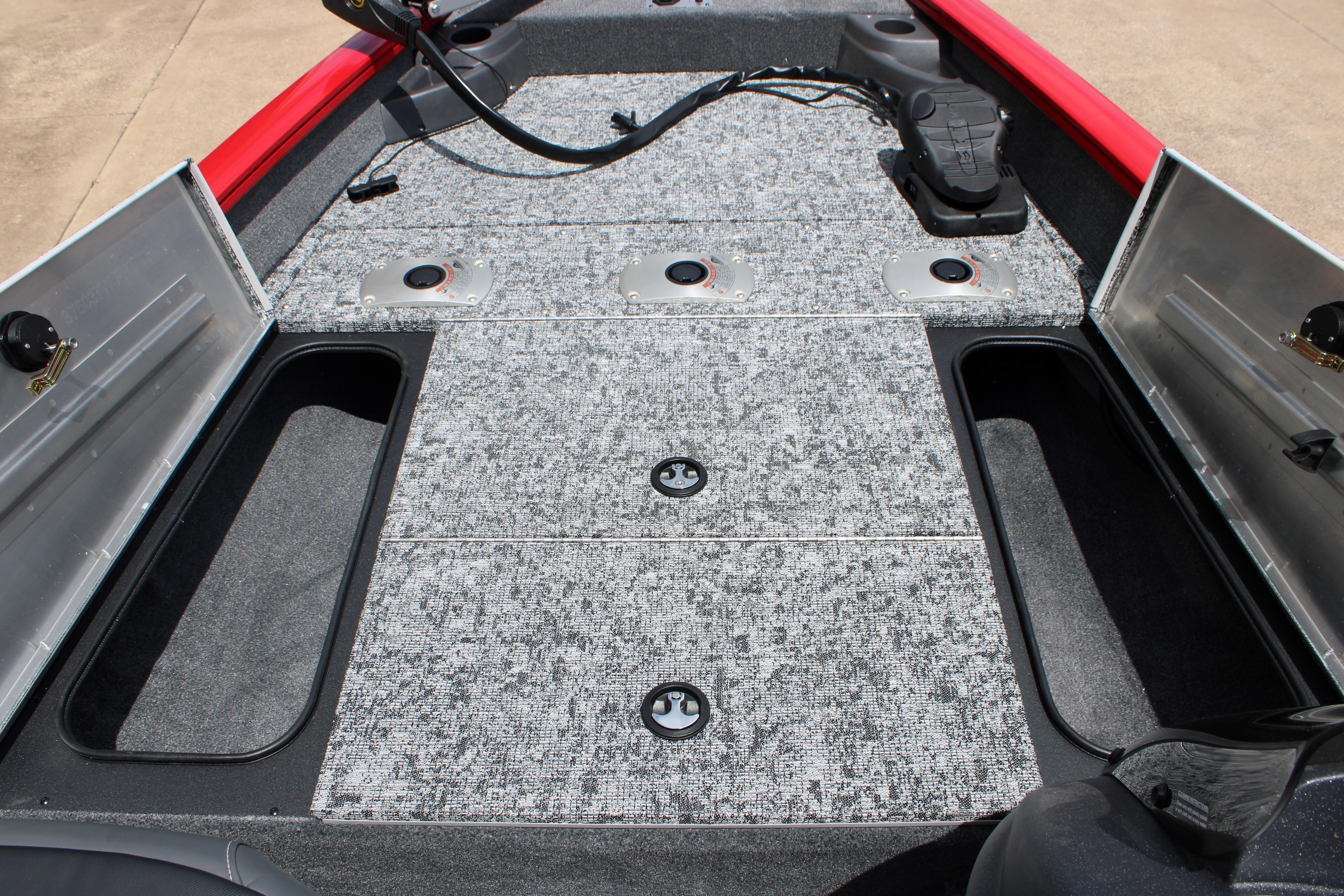 2026 Tracker Pro Team 175 Crappie Edition boat interior with storage compartments.