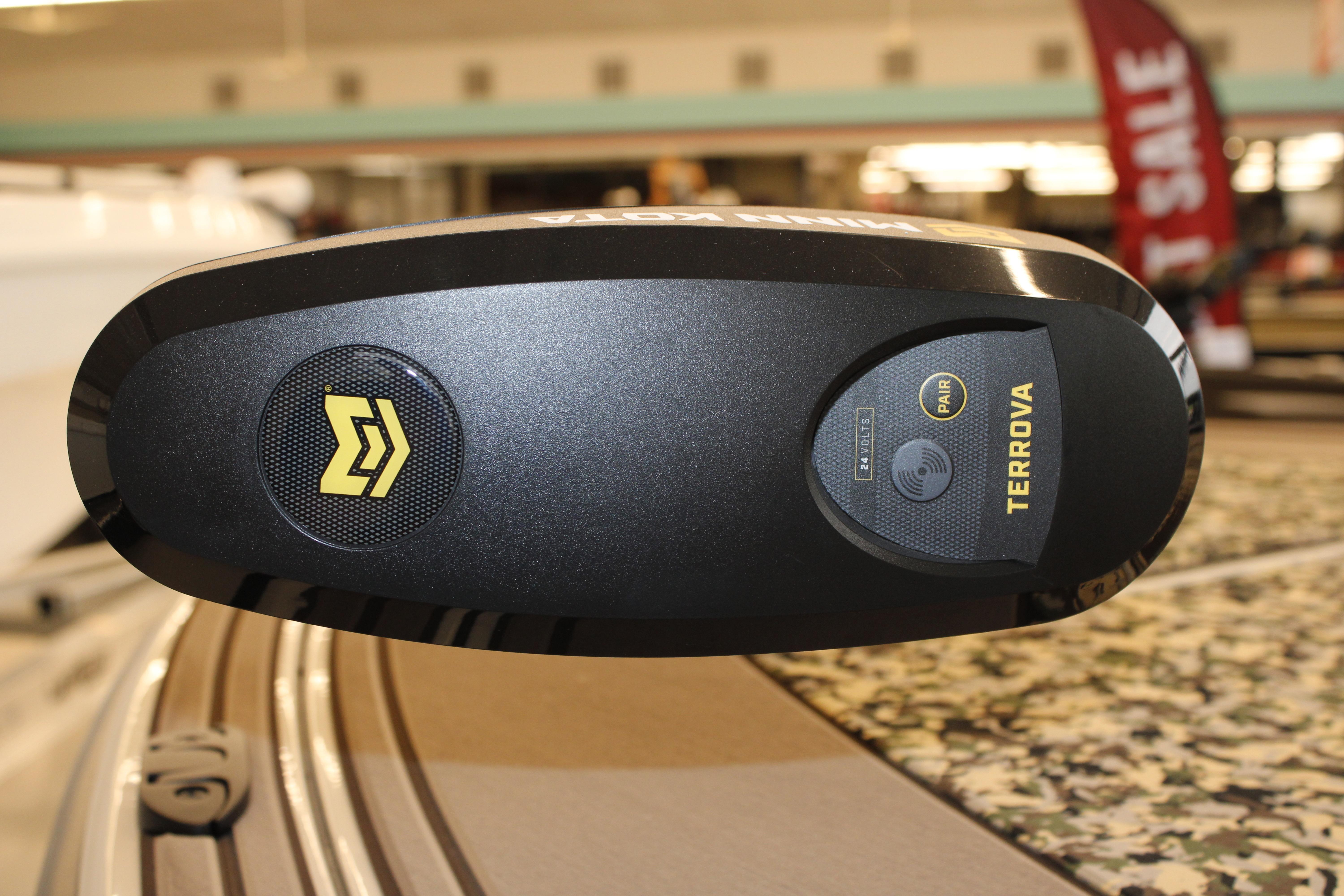 Close-up of Minn Kota Terrova motor on 2026 Mako 18 Pro Skiff Backwater Edition.