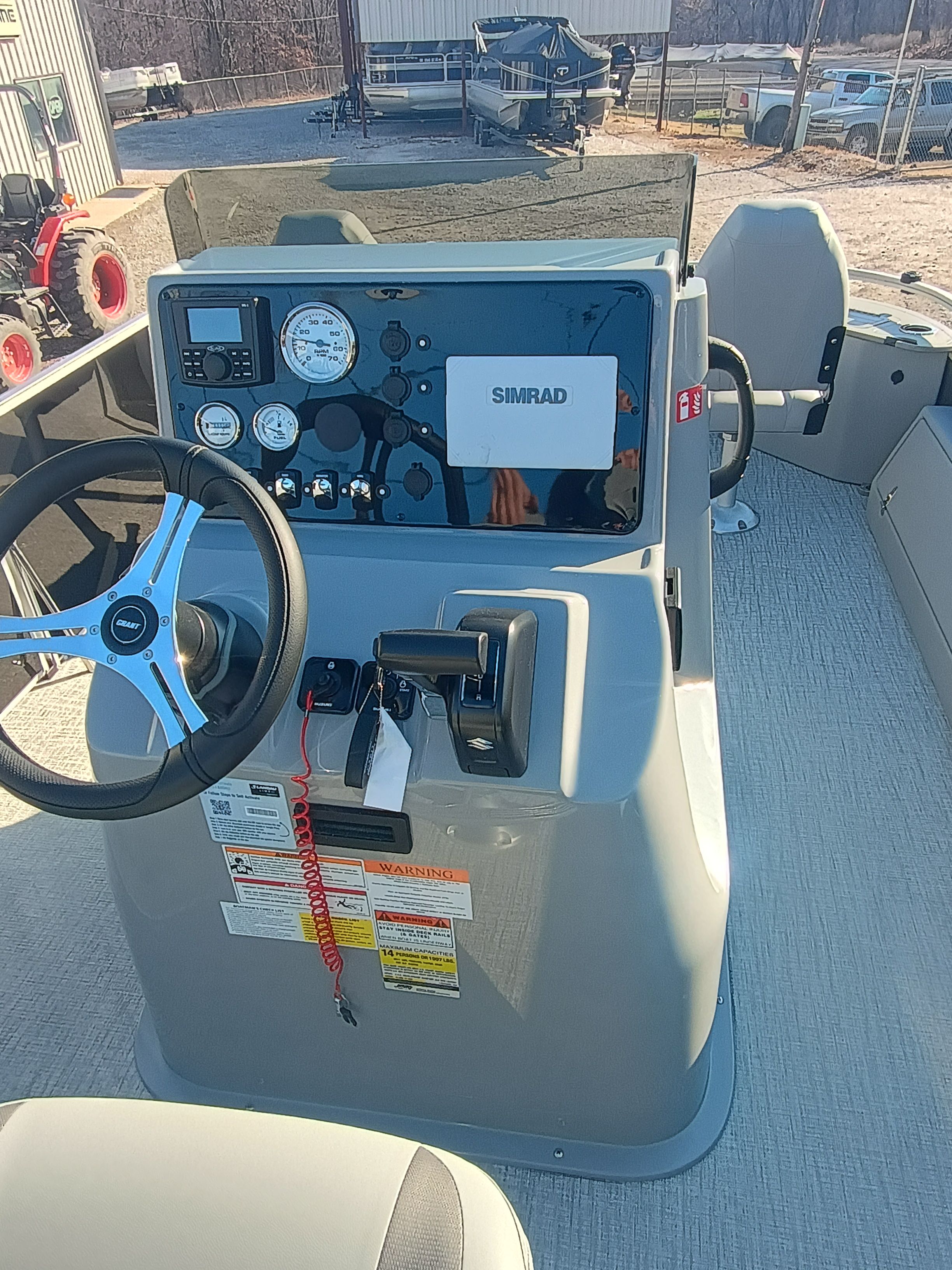 Control console of 2026 Landau Alure 25CC Fish-Black with Simrad system.
