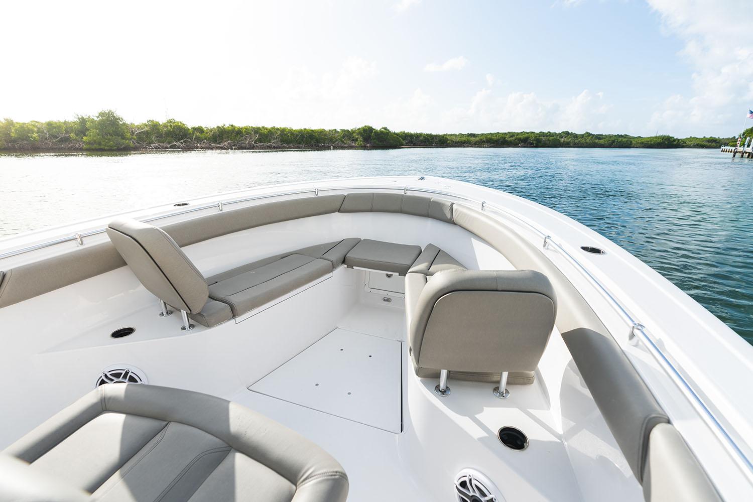 Manufacturer Provided Image: 2025 Sportsman Open 302 Center Console boat interior on calm water.