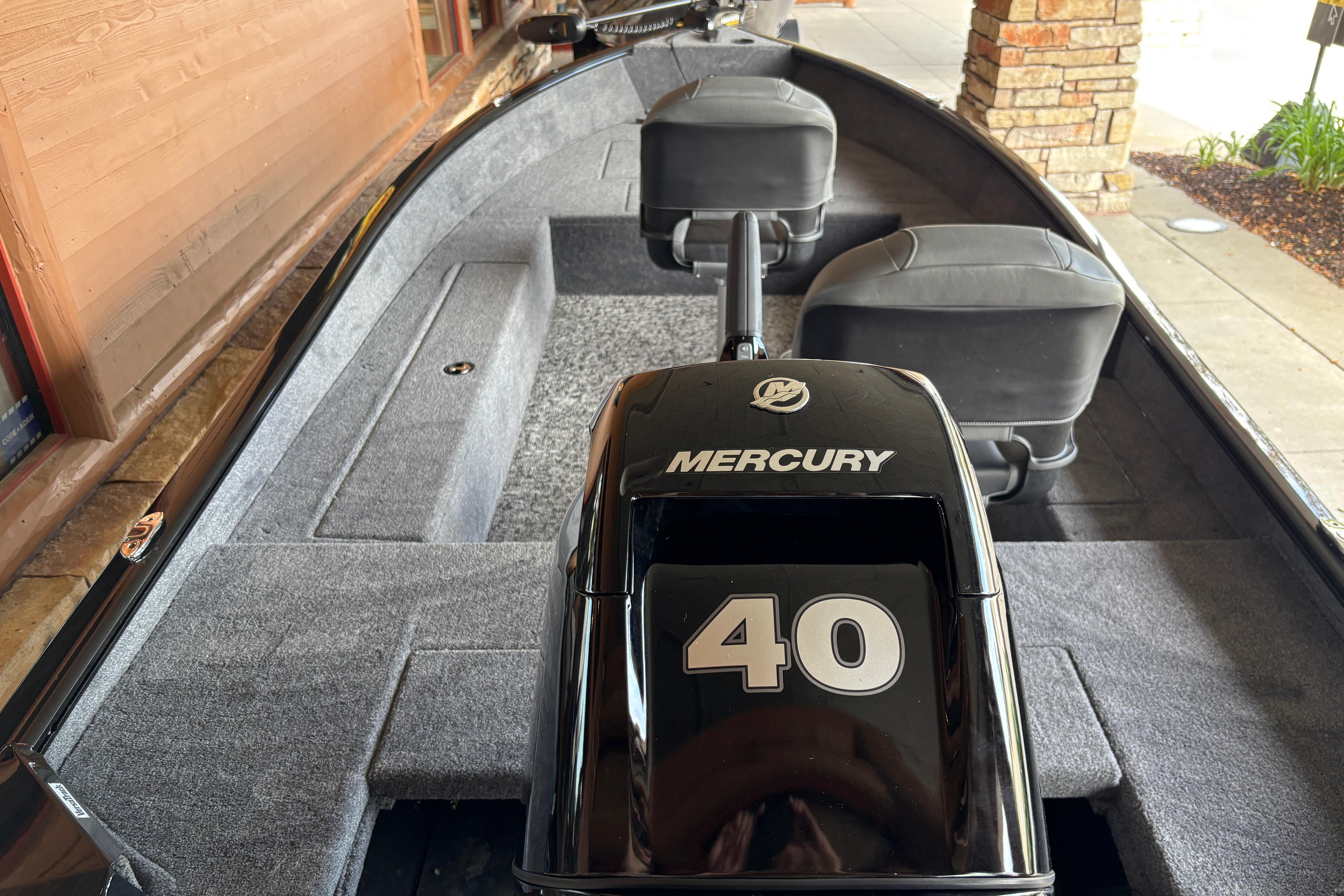2026 Tracker Super Guide V-16 T boat with Mercury 40 engine, interior view.