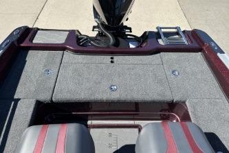 2026 Nitro ZV20 Pro boat interior with gray and red seating.