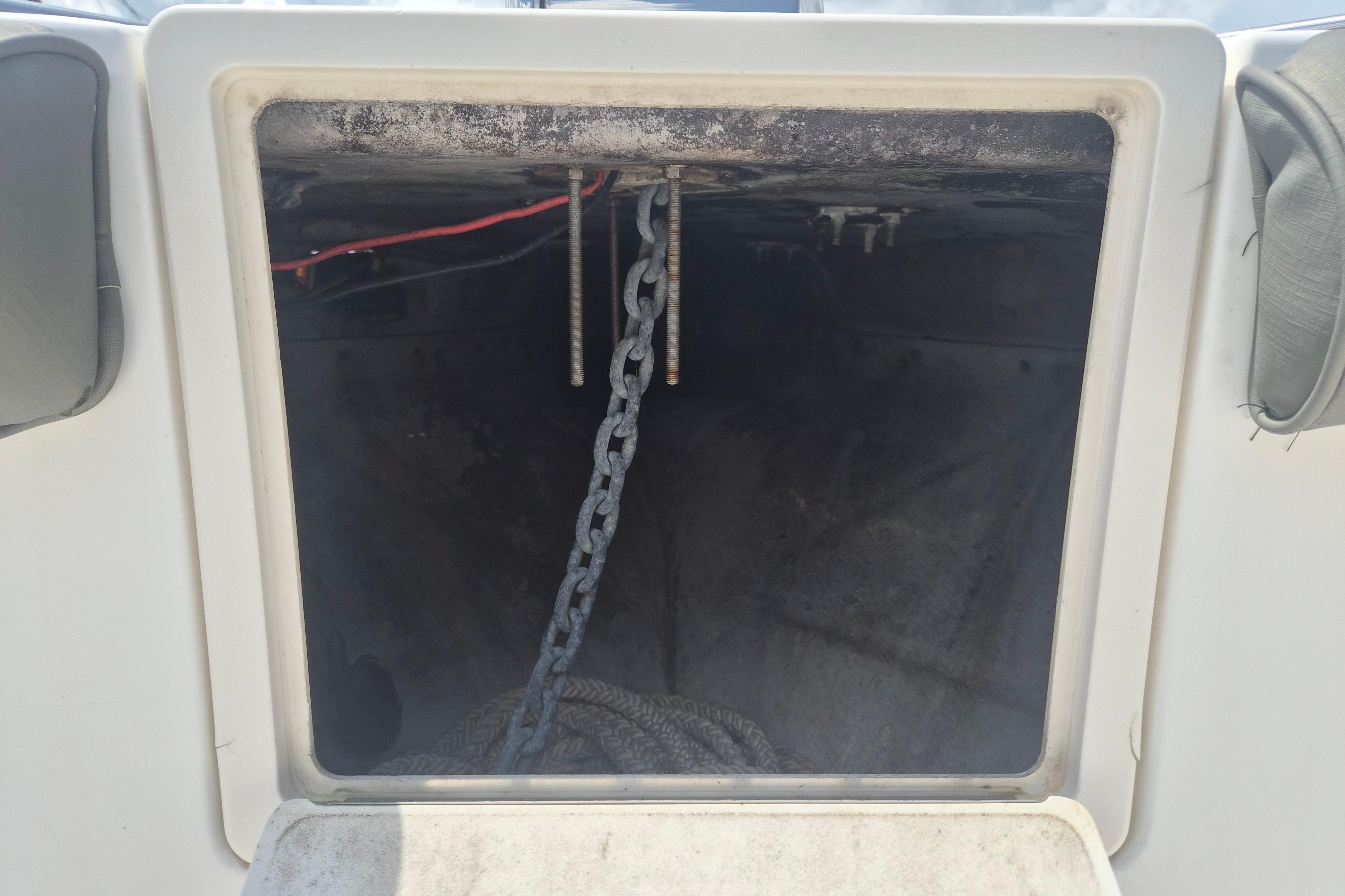Anchor storage compartment on a 2006 Century 2900 Center Console boat.