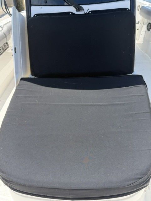 Seat cushion on a 2023 Boston Whaler 330 Outrage boat.