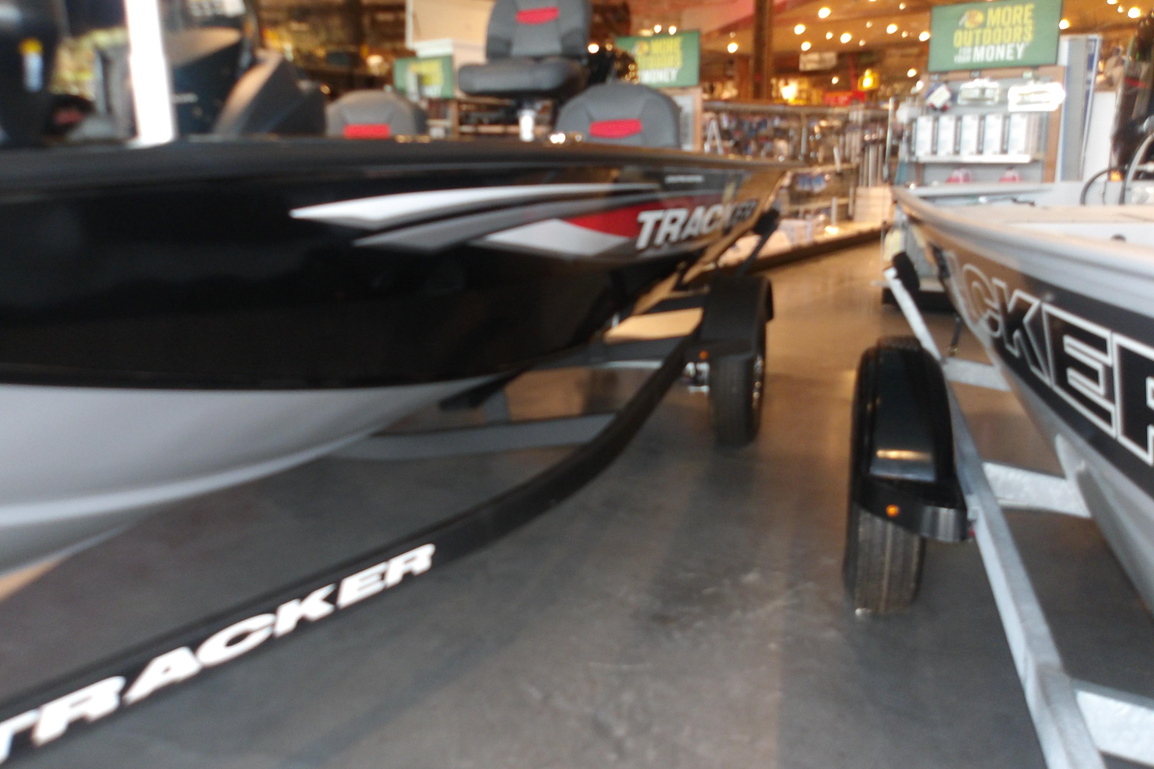 2026 Tracker Pro Team 175 Crappie Edition boat displayed indoors.