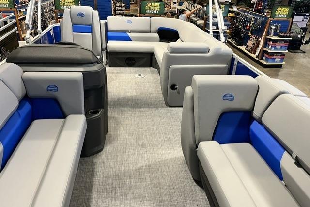 2026 Sun Tracker Party Barge 20 DLX interior with spacious seating and modern design.