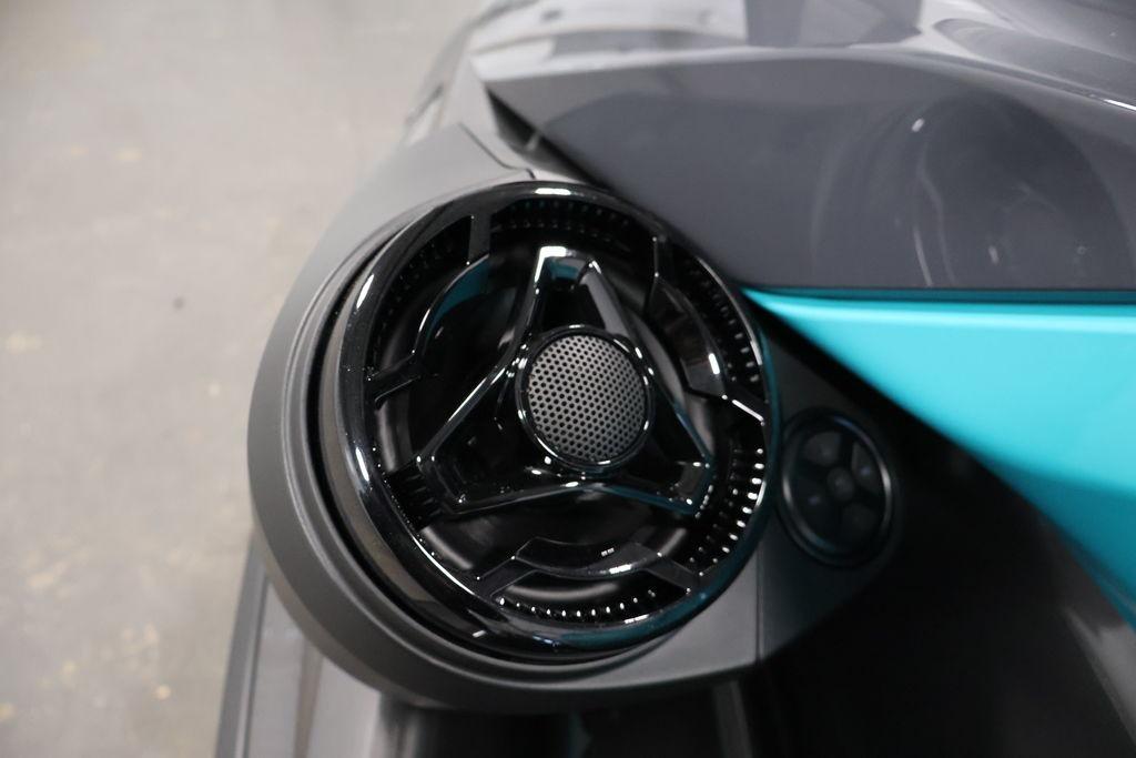 Close-up of 2026 Sea-Doo GTR 230 speaker detail, showcasing sleek design elements.