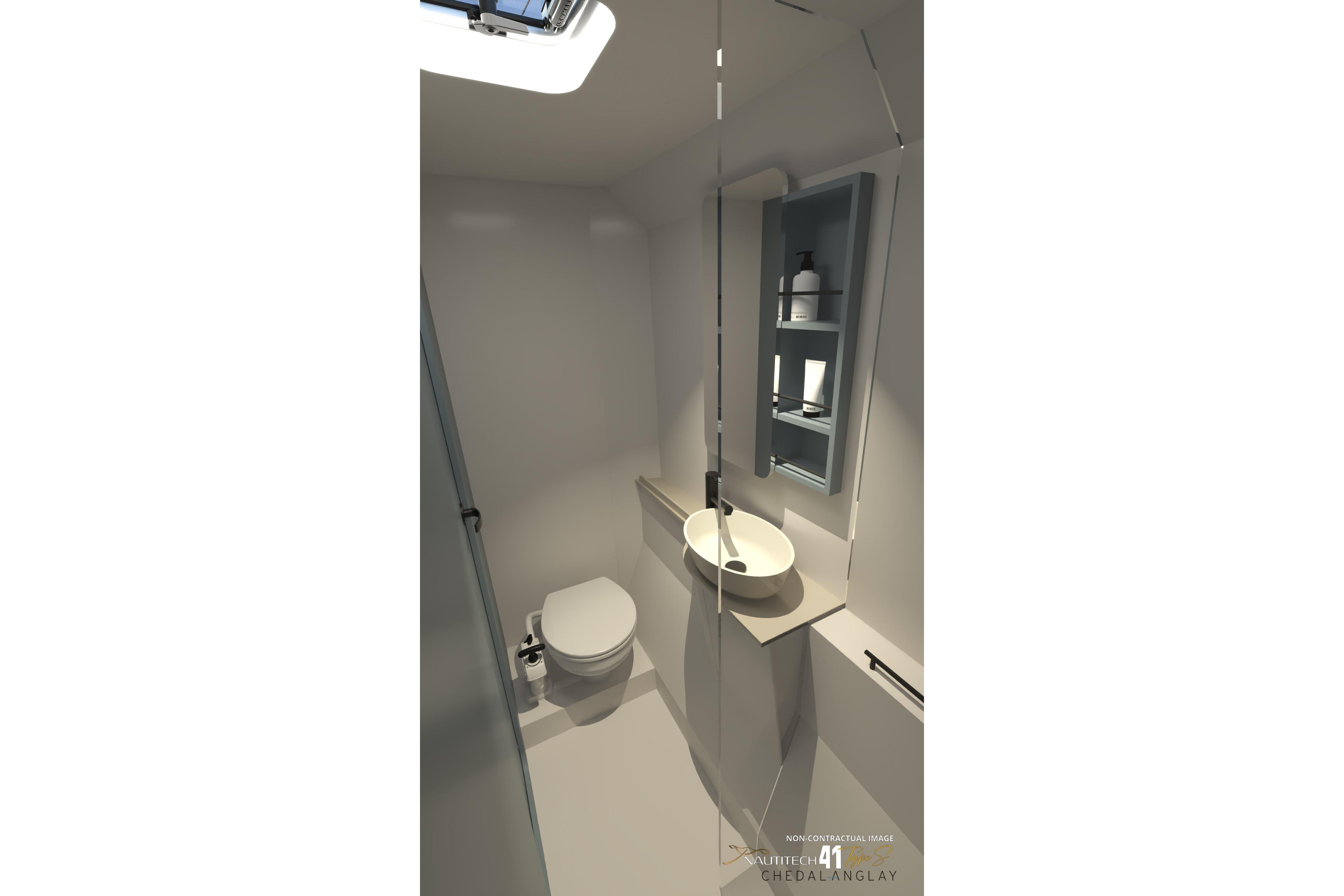 Modern bathroom in Nautitech 41 Type S, year 2026.