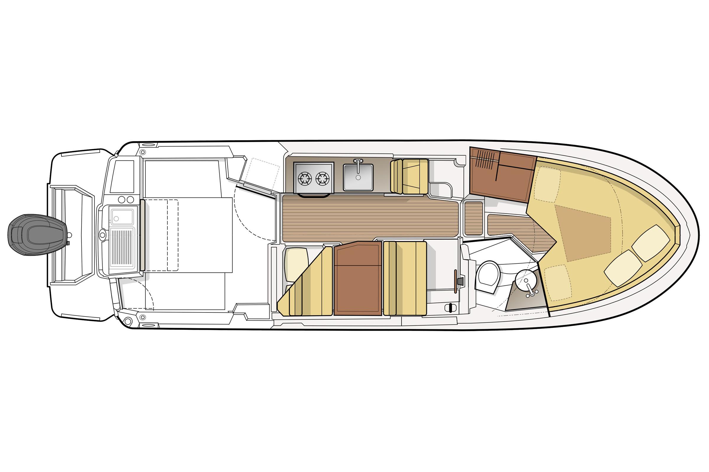 Manufacturer Provided Image: Top view layout of 2022 Ranger Tugs R-27 boat interior.