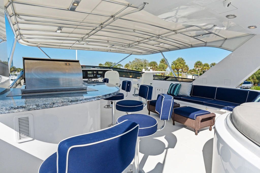 Luxurious deck of the 1999 Westport 112 yacht model.