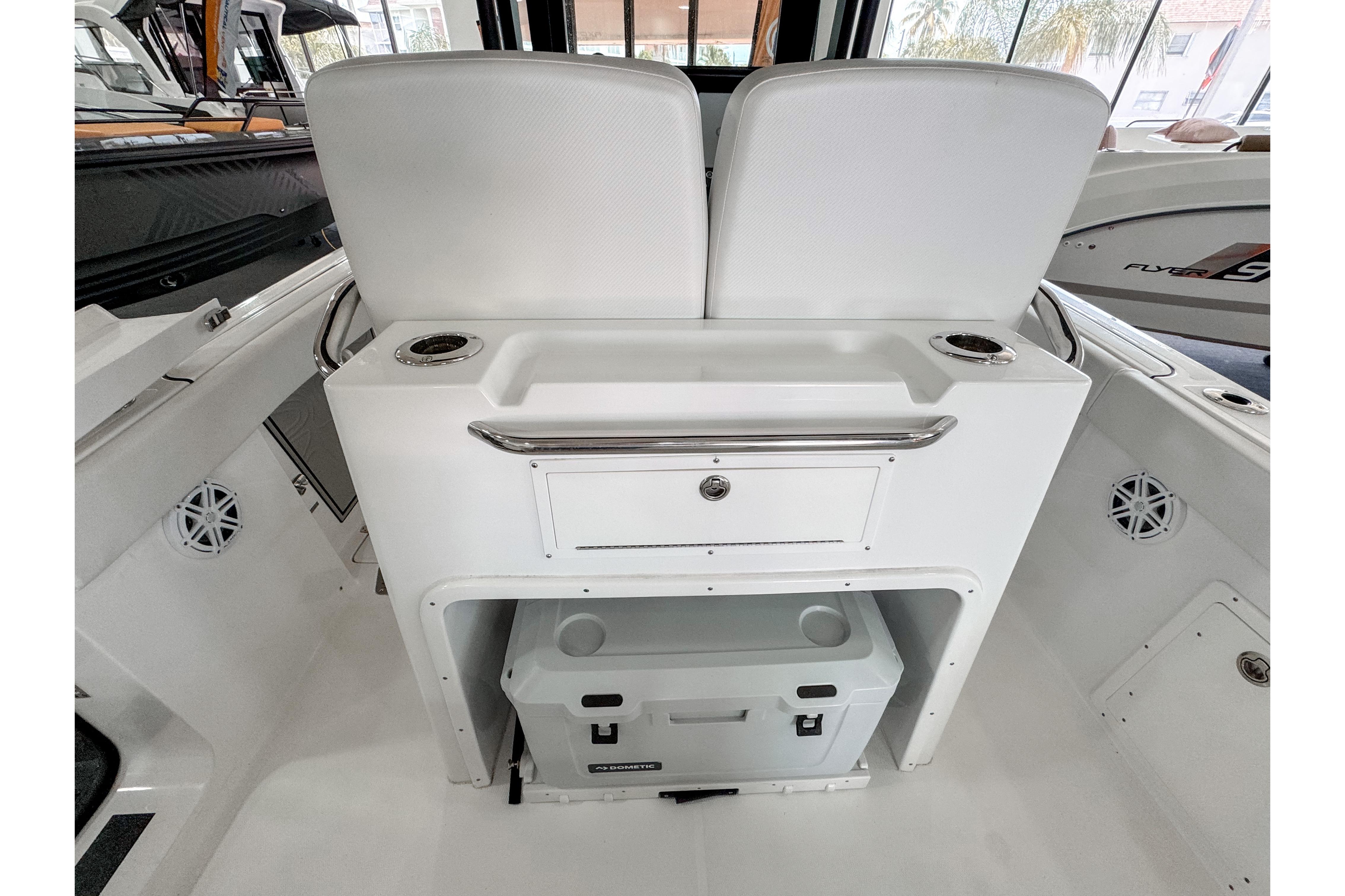 2024 Wellcraft 263 Fisherman boat interior with seating and storage area.