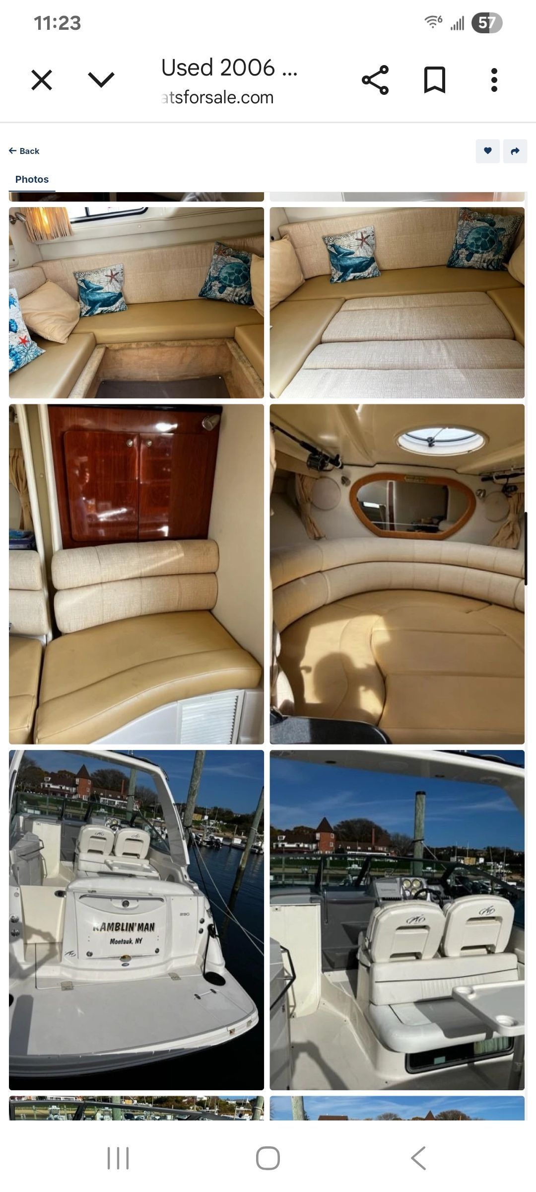 Interior view of a 2006 Monterey 290 Cruiser with seating and sleeping area.