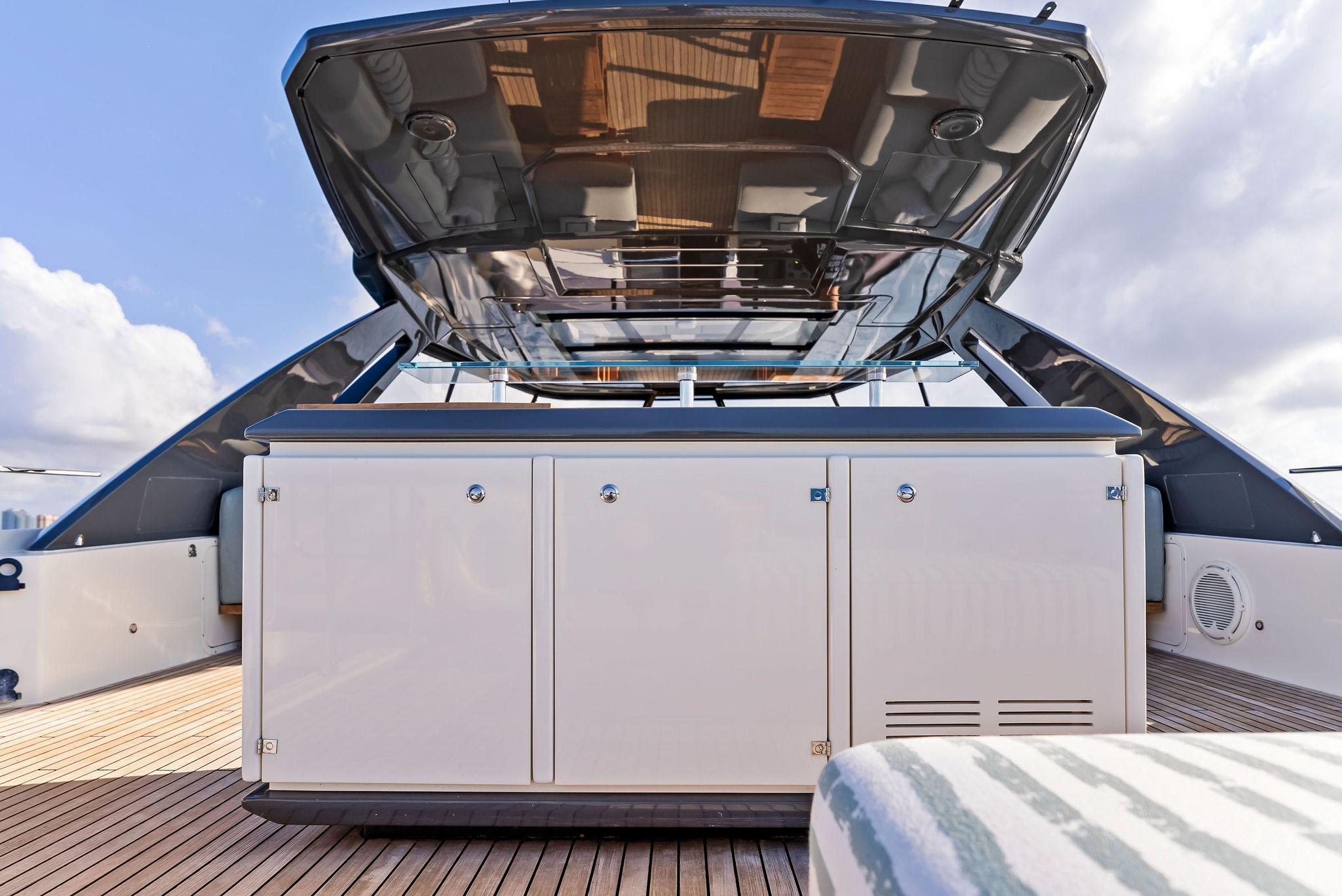 Luxury deck of 2020 Ferretti Yachts 920 with sleek design and modern amenities.