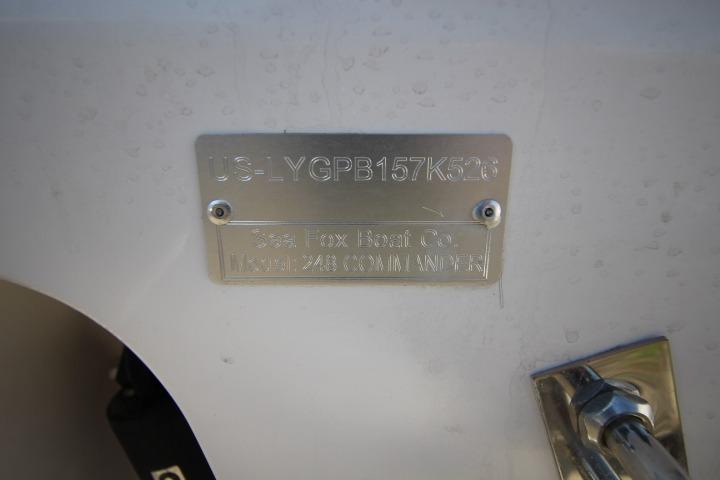 Metal plate on Sea Fox 248 Commander boat, year 2026.