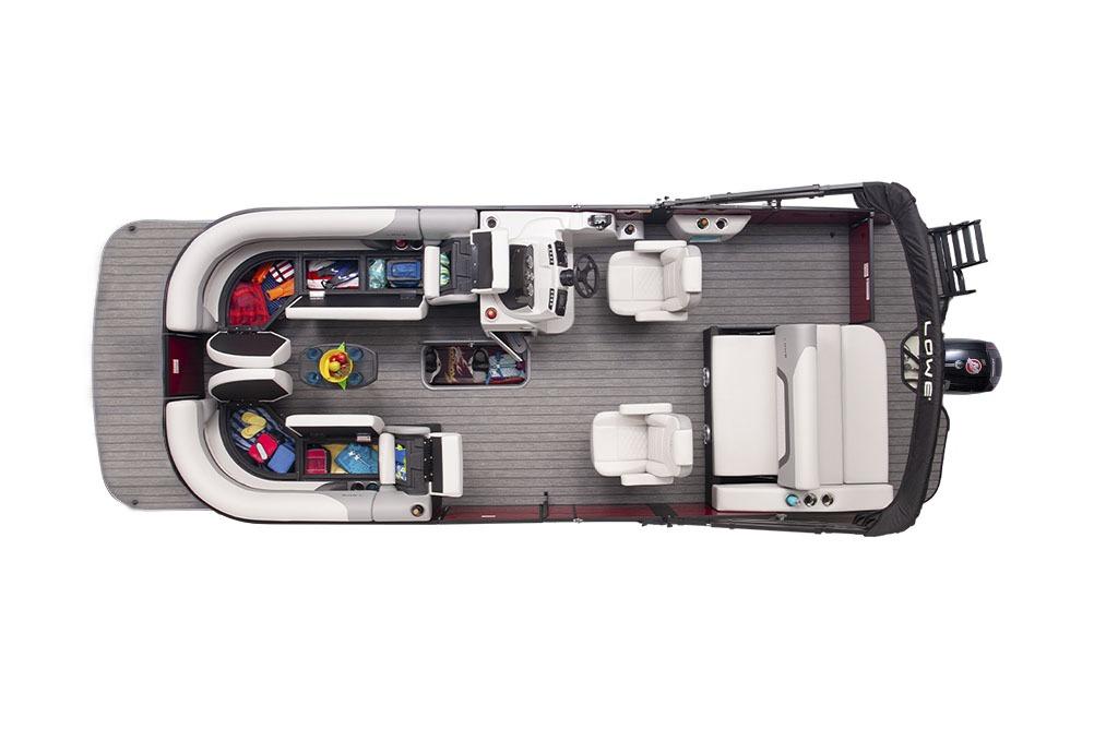 Manufacturer Provided Image: Top view of 2026 Lowe SS 230 DV pontoon boat with spacious seating and storage.