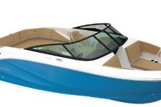 2026 Bayliner V20 boat with blue hull and sleek design.