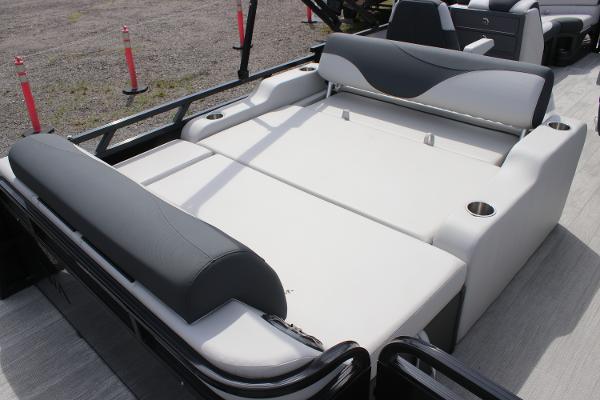2025 Avalon LSZ Versatile Rear Lounger with spacious seating and cup holders.