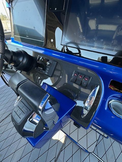 2019 Mystic Powerboats M4200 dashboard with sleek controls and modern design.
