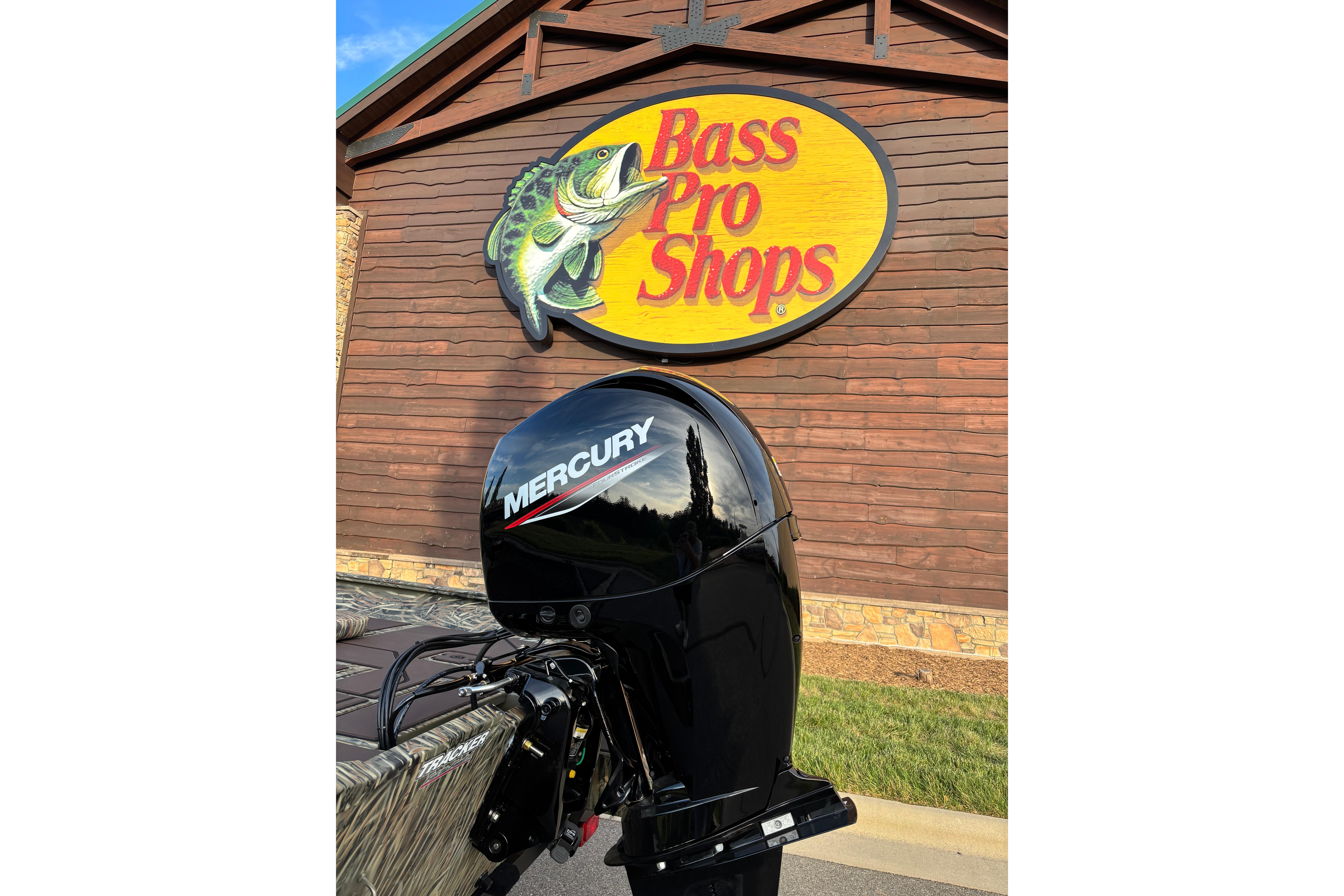 2026 Tracker Grizzly 2072 CC boat with Mercury engine at Bass Pro Shops.