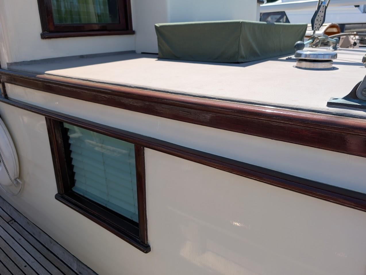 Classic 1936 Motorsailer with wooden trim and deck details.