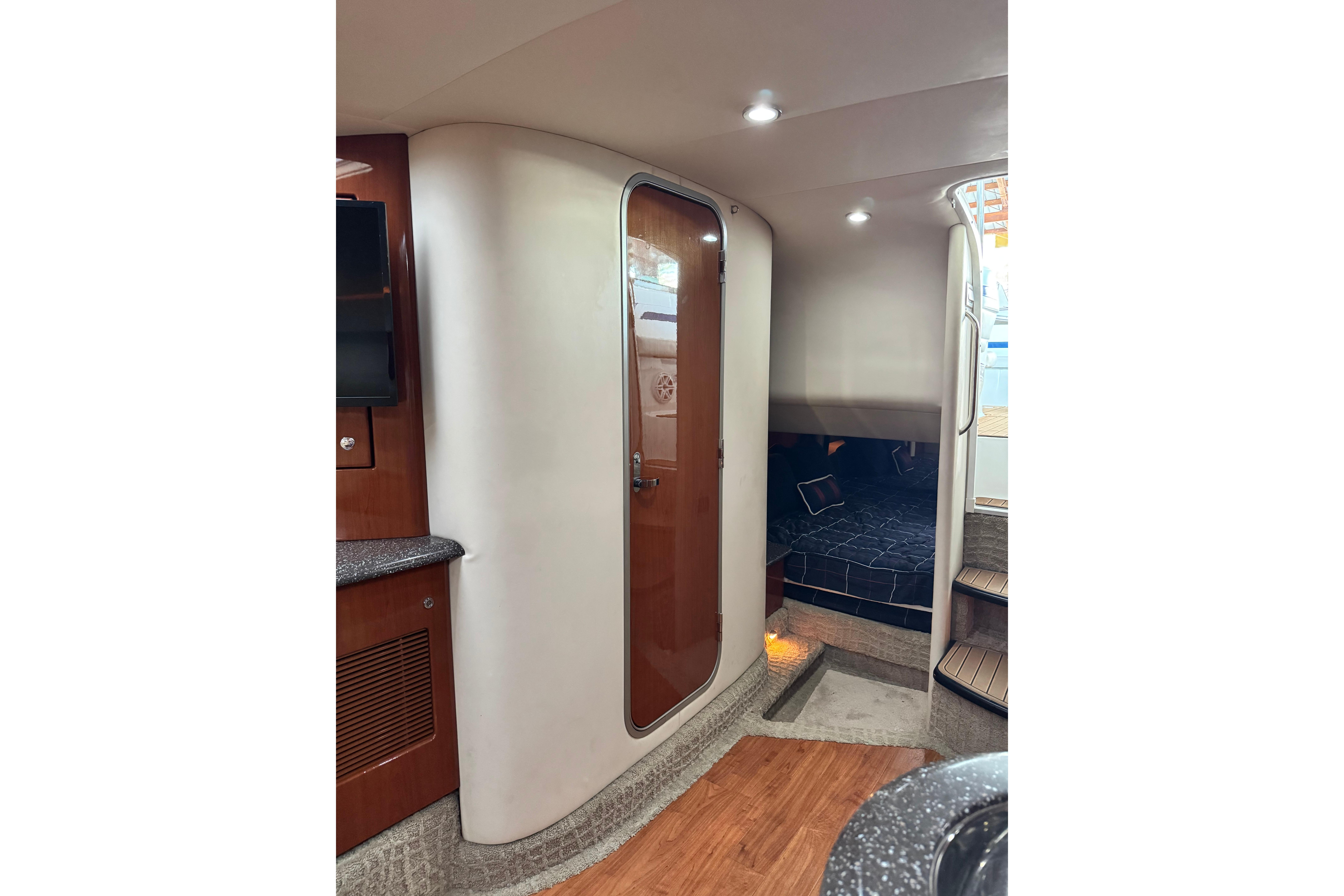 Interior of 2008 Formula 400 Super Sport yacht, featuring modern design and cozy cabin space.