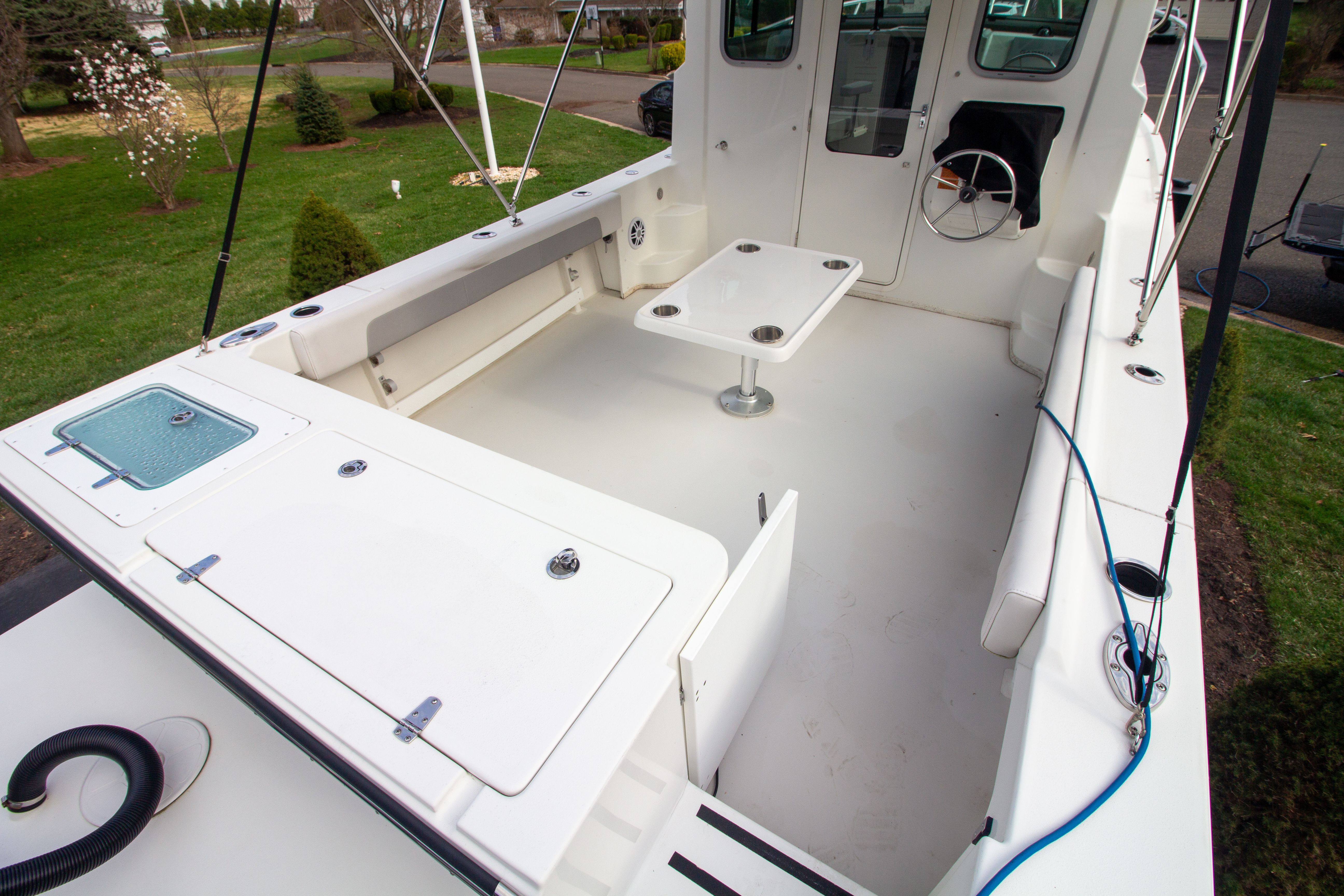 Interior of Parker 2520 XLD Sport Cabin boat, year 2022.