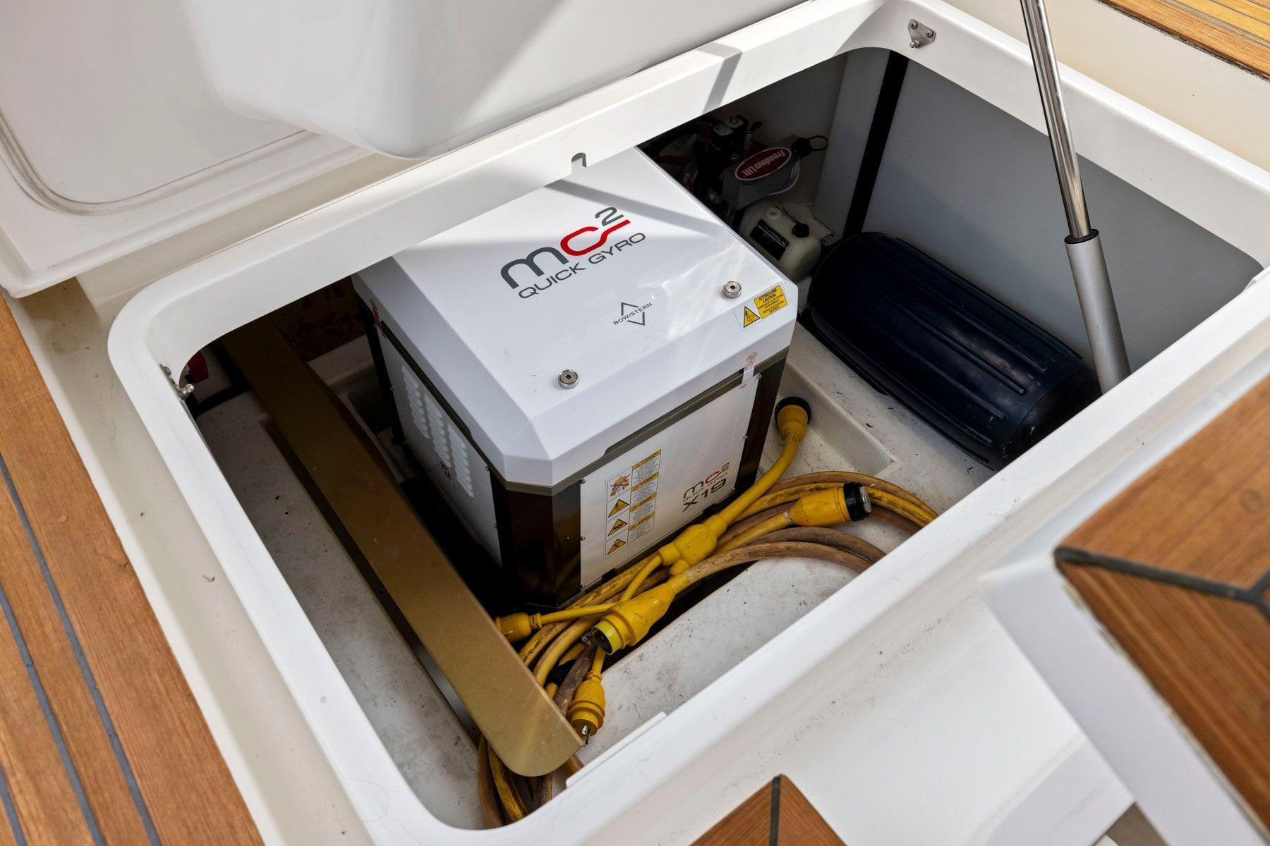 2014 Maritimo M50 yacht engine compartment with Quick Gyro stabilizer system.