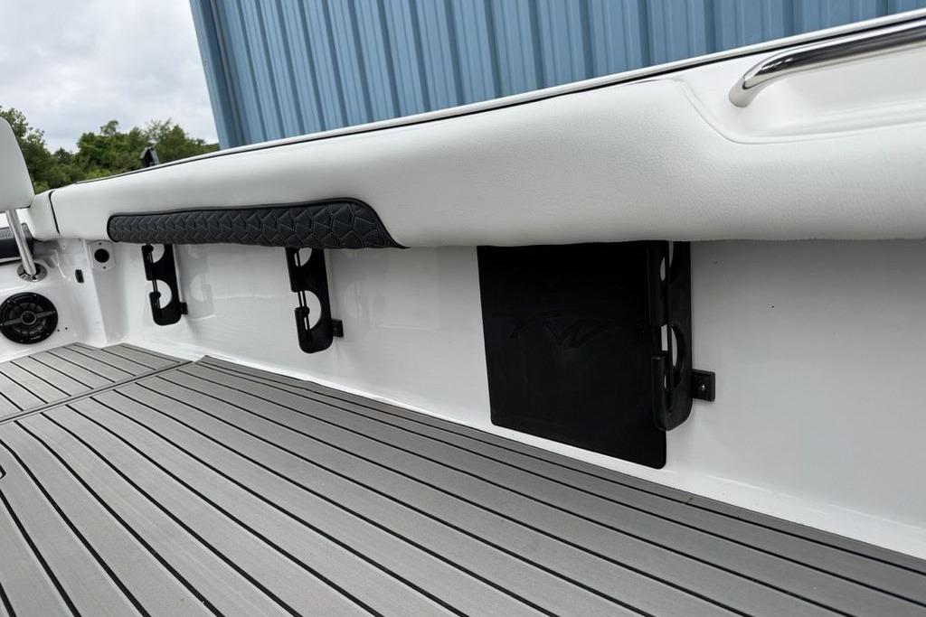 2026 Tidewater 2500 Carolina Bay boat interior with sleek deck and storage features.