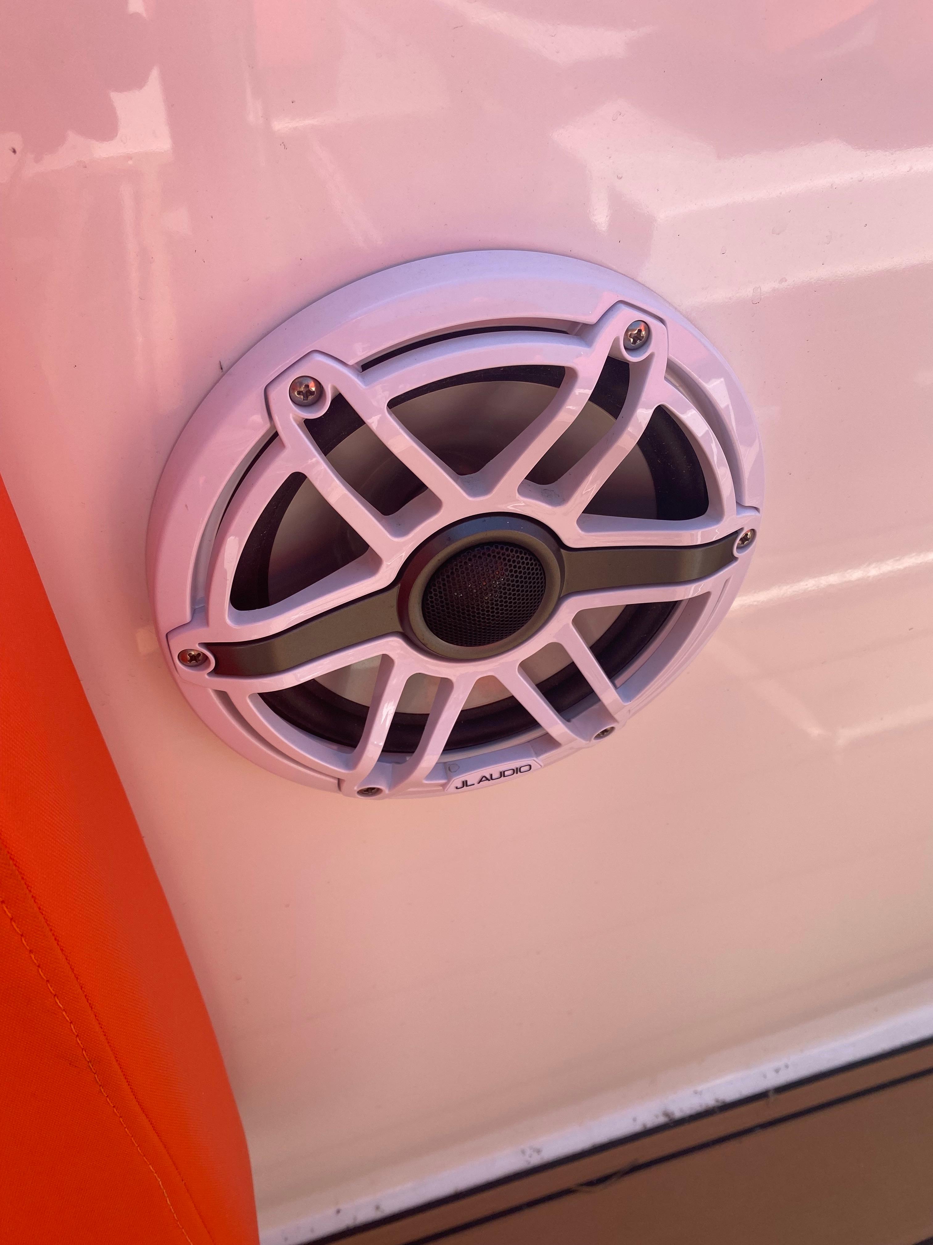 Close-up of a speaker on a 2020 De Antonio Yachts D 28.