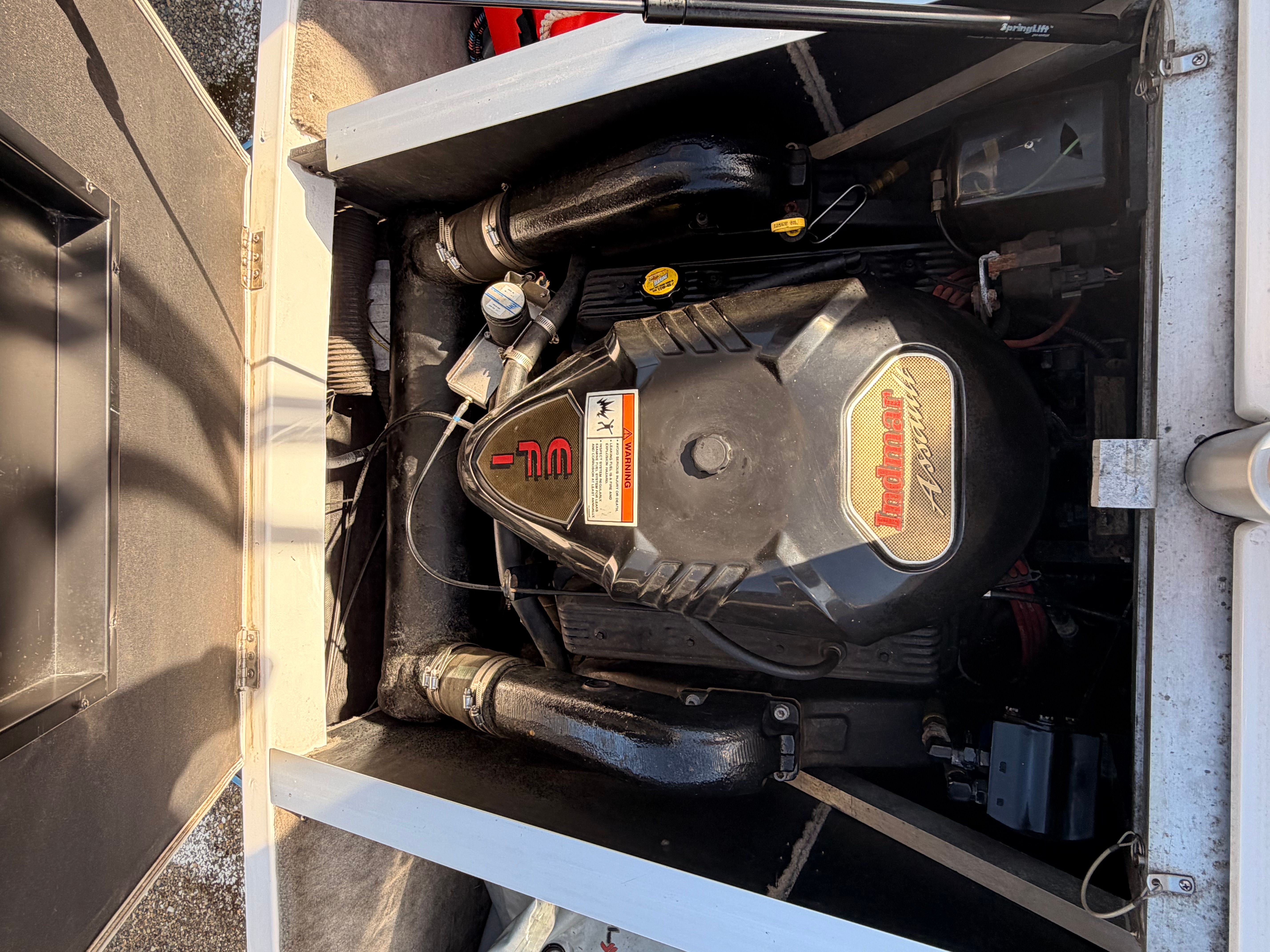 Engine compartment of a 2004 Supra Launch SSV with Indmar Assault engine.