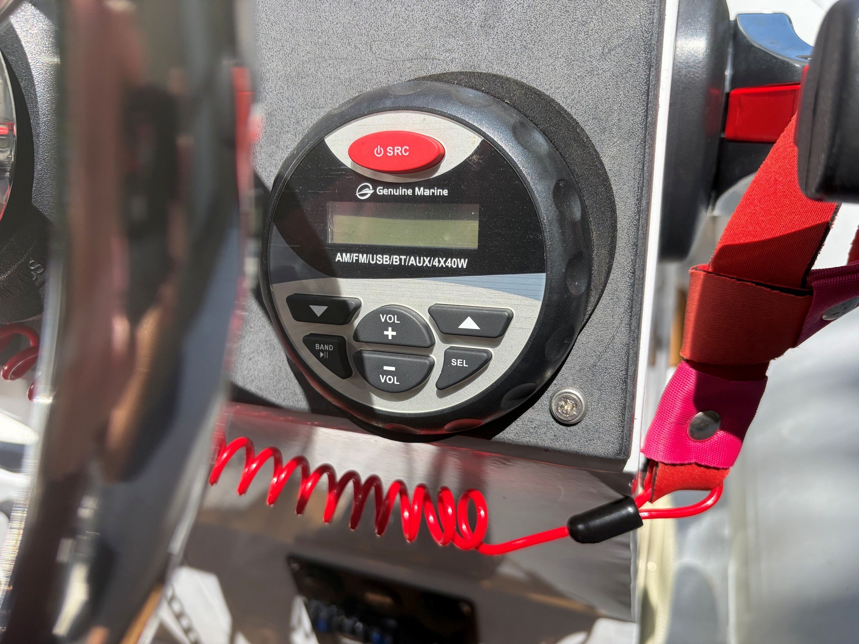 Marine stereo system on a 2023 RIB-IT U390 boat.
